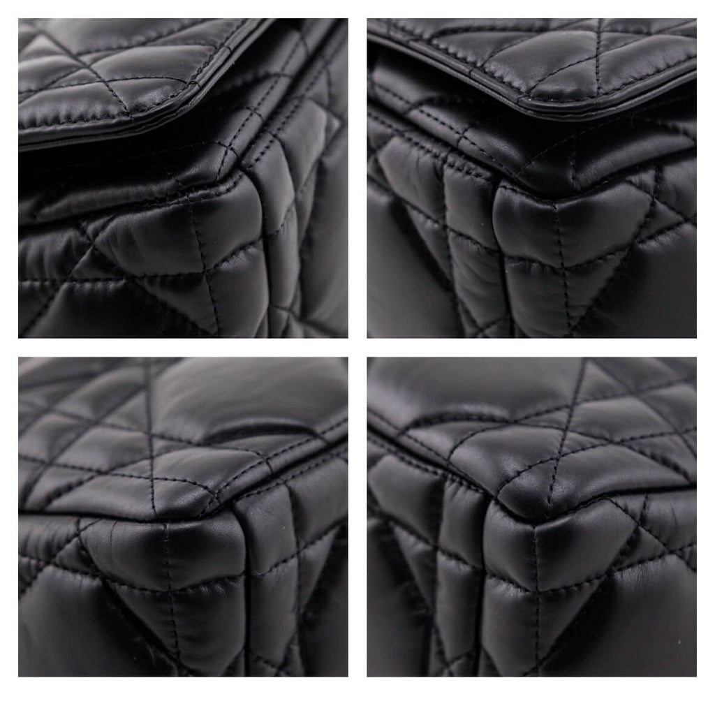 Dior Black Lambskin Quilted Macrocannage Medium Caro Bag