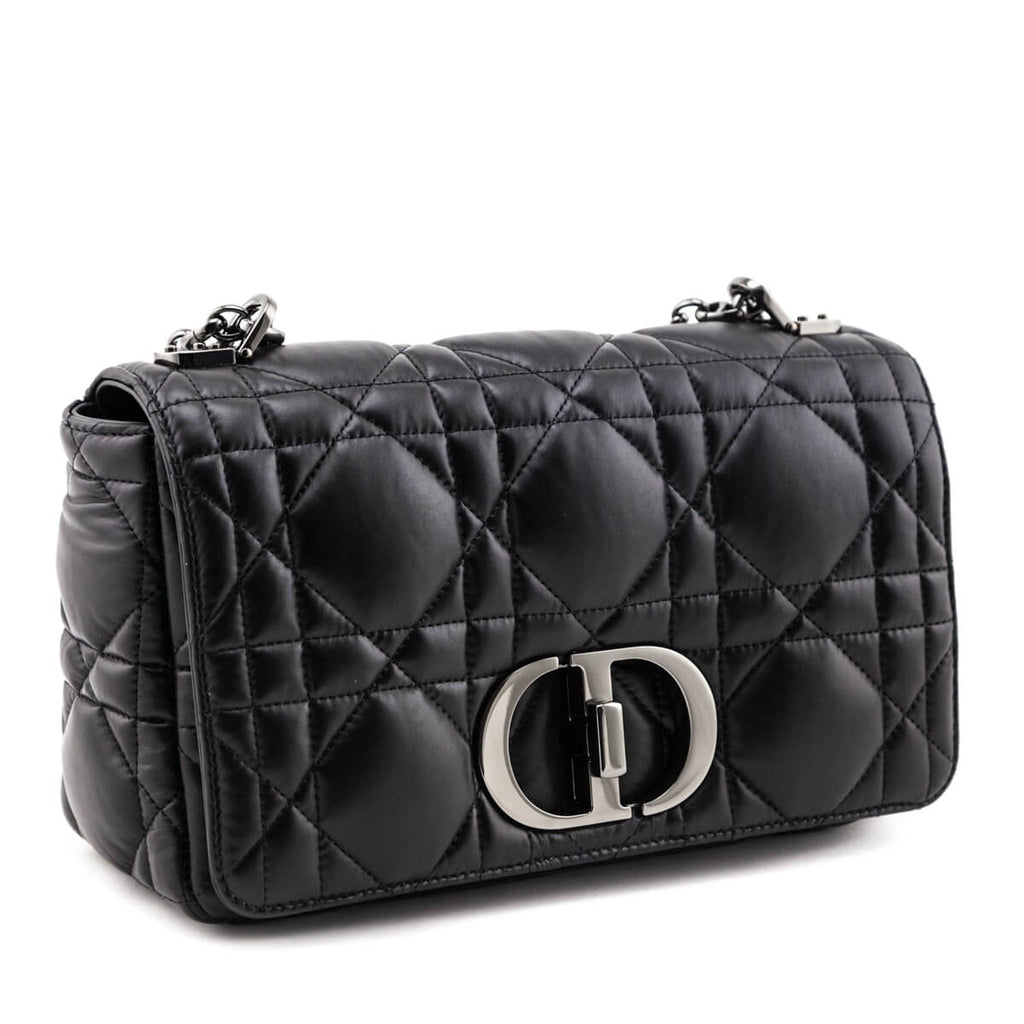 Dior Black Lambskin Quilted Macrocannage Medium Caro Bag