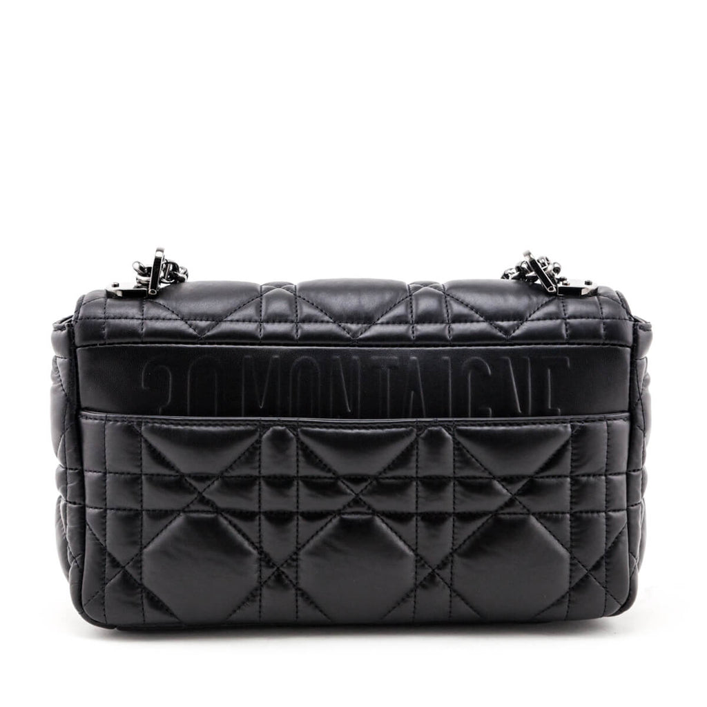 Dior Black Lambskin Quilted Macrocannage Medium Caro Bag