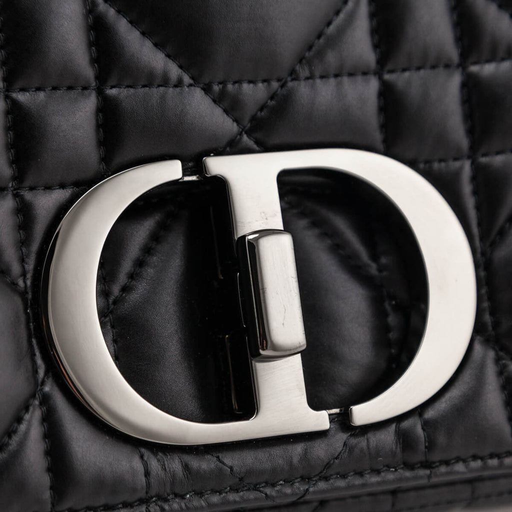 Dior Black Lambskin Quilted Macrocannage Medium Caro Bag