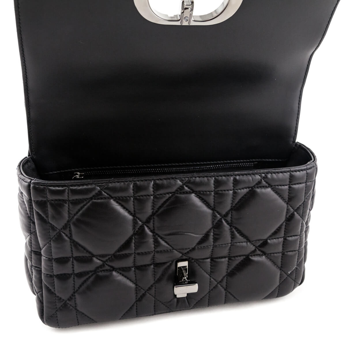 Dior Black Lambskin Quilted Macrocannage Medium Caro Bag