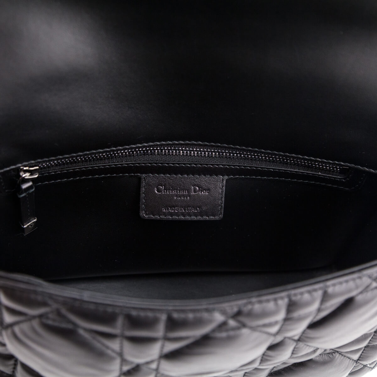 Dior Black Lambskin Quilted Macrocannage Medium Caro Bag