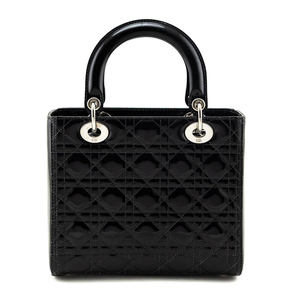 Dior Black Patent Cannage Medium Lady Dior