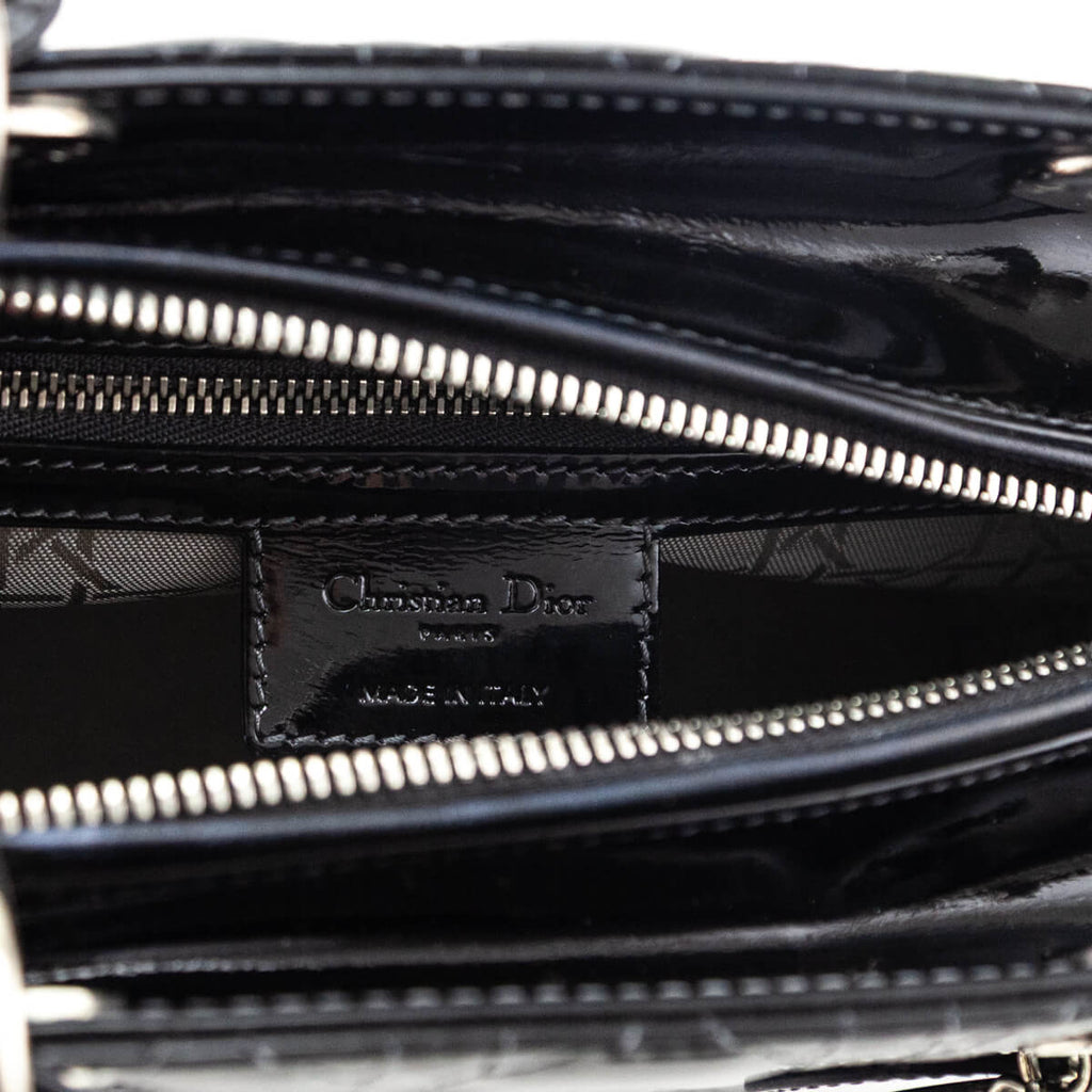 Dior Black Patent Cannage Medium Lady Dior