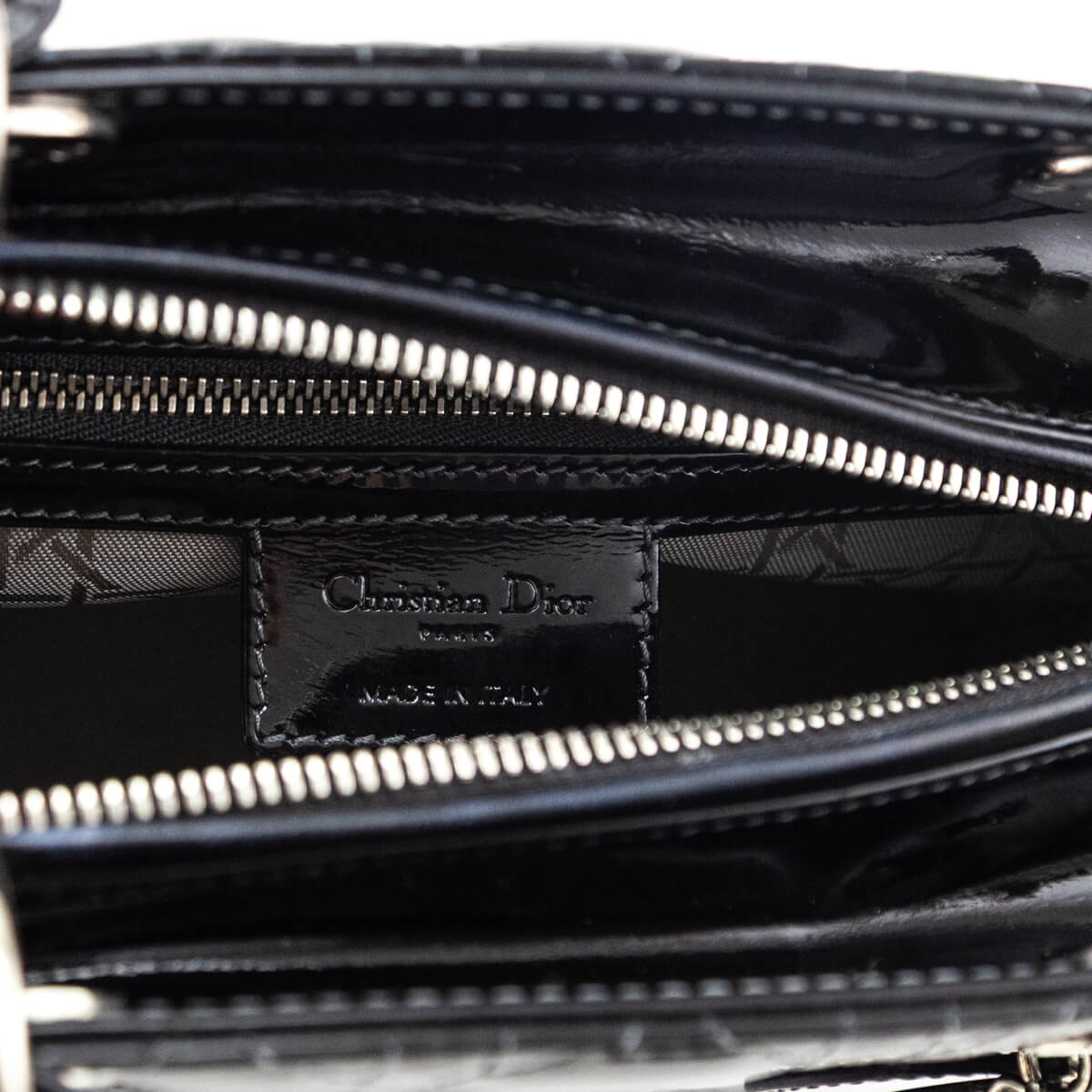 Dior Black Patent Cannage Medium Lady Dior