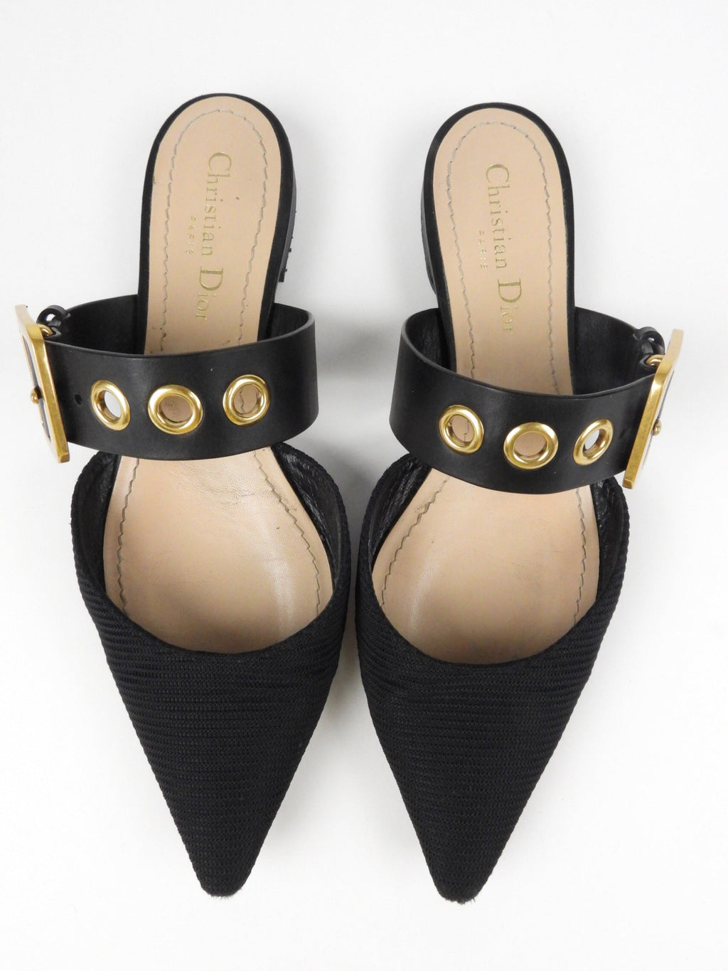 Dior D-Dior Black Technical Fabric and Leather Flat Mules - 39