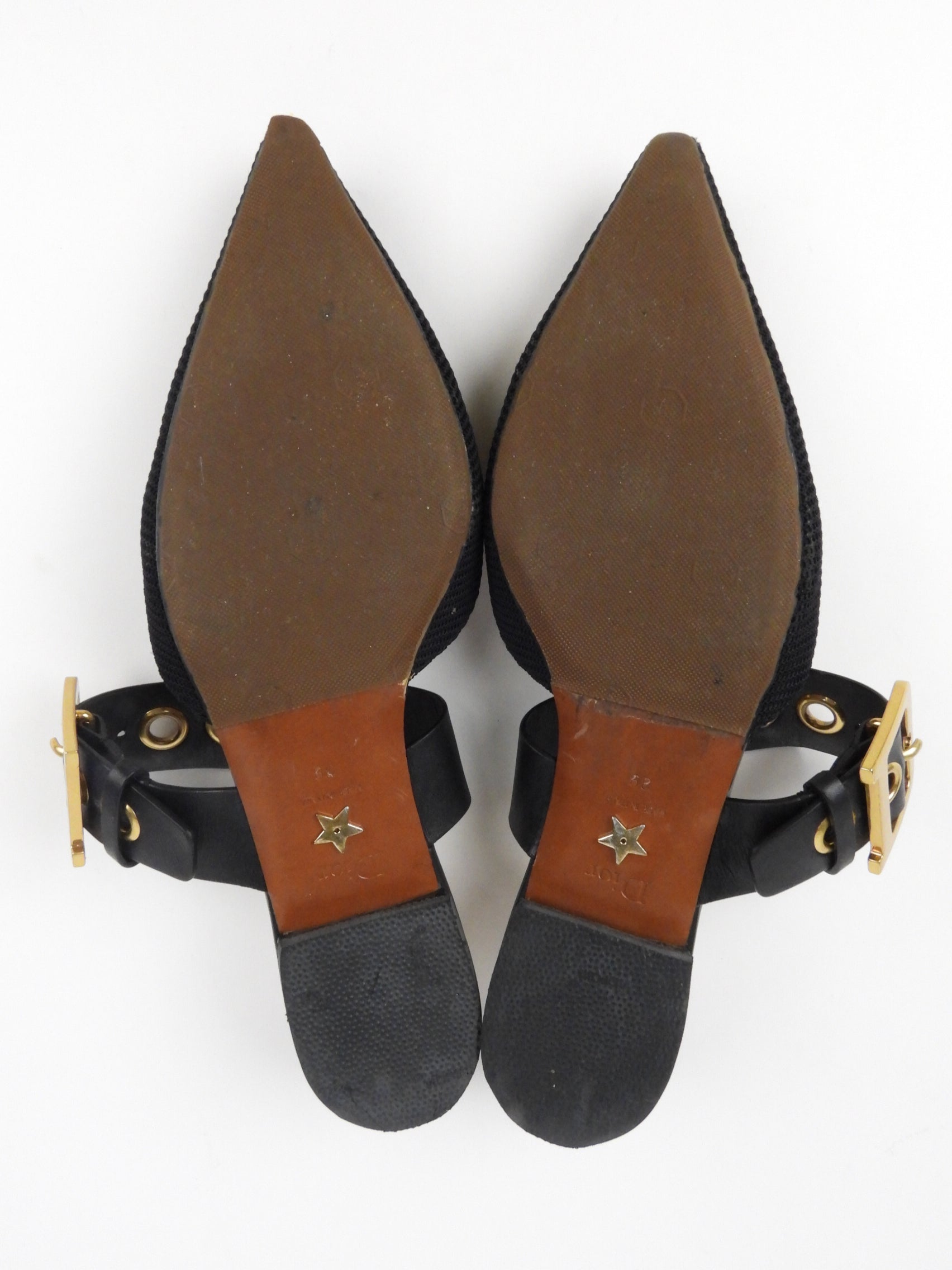 Dior D-Dior Black Technical Fabric and Leather Flat Mules - 39