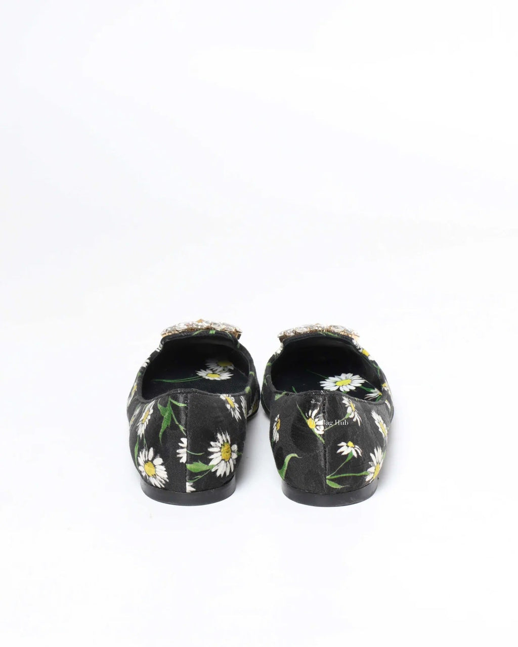 DOLCE & GABBANA FLORAL PRINT BROCADE CRYSTAL EMBELLISHED FLATS
