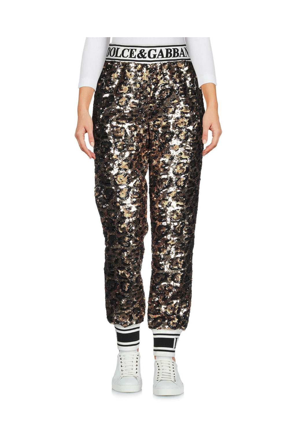 DOLCE & GABBANA GOLD SEQUINED TRACK TROUSERS