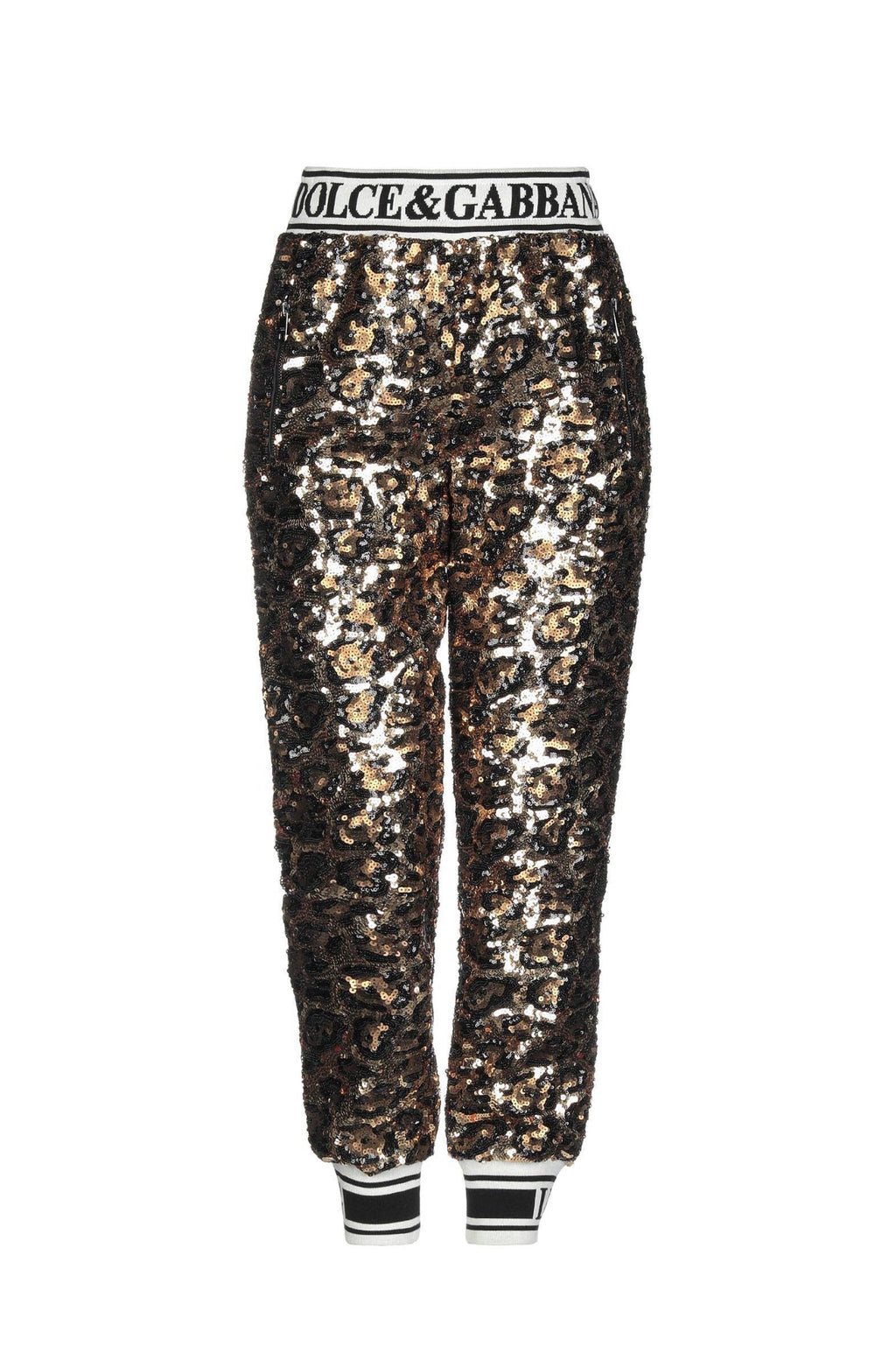 DOLCE & GABBANA GOLD SEQUINED TRACK TROUSERS