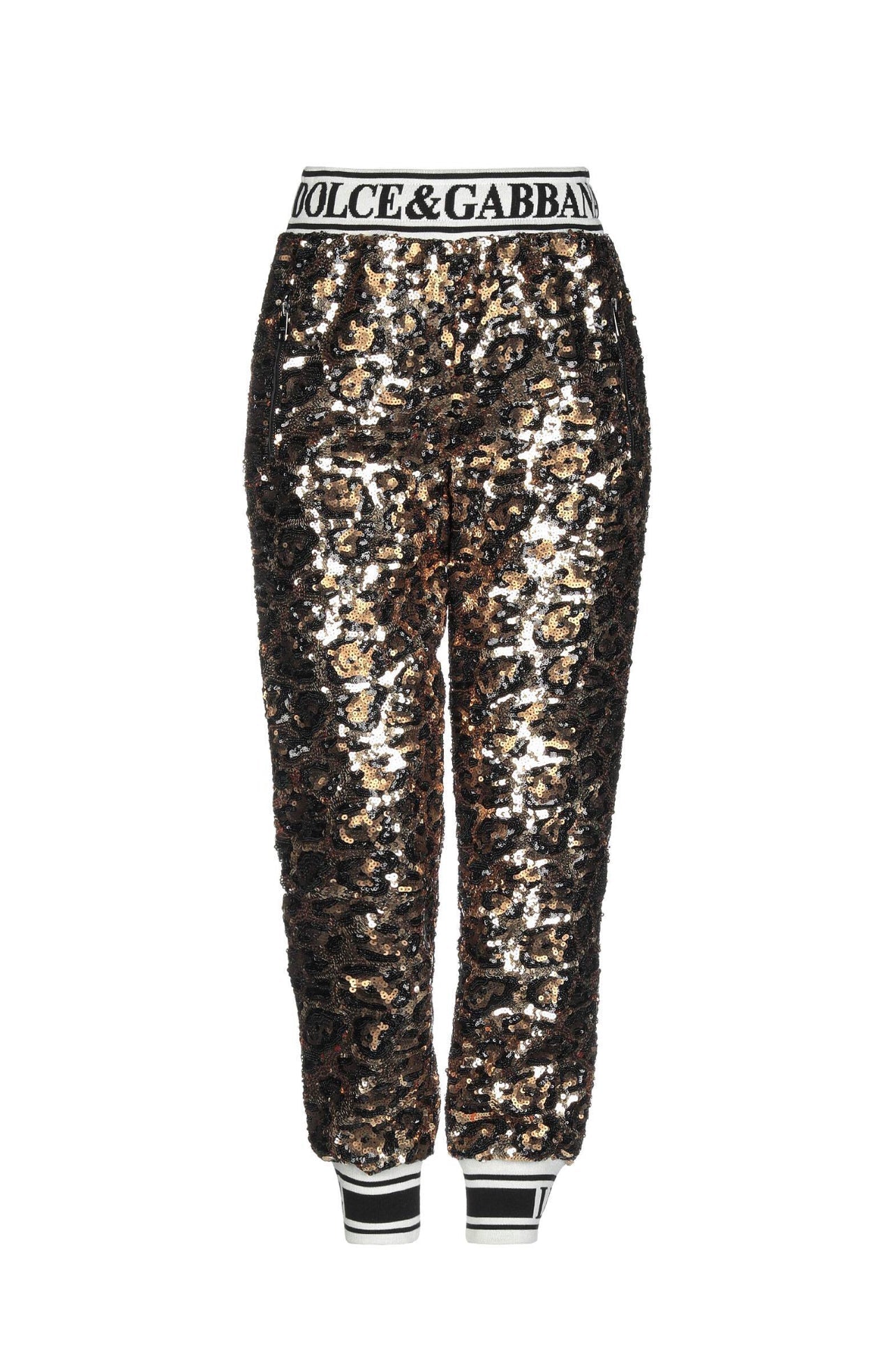 DOLCE & GABBANA GOLD SEQUINED TRACK TROUSERS