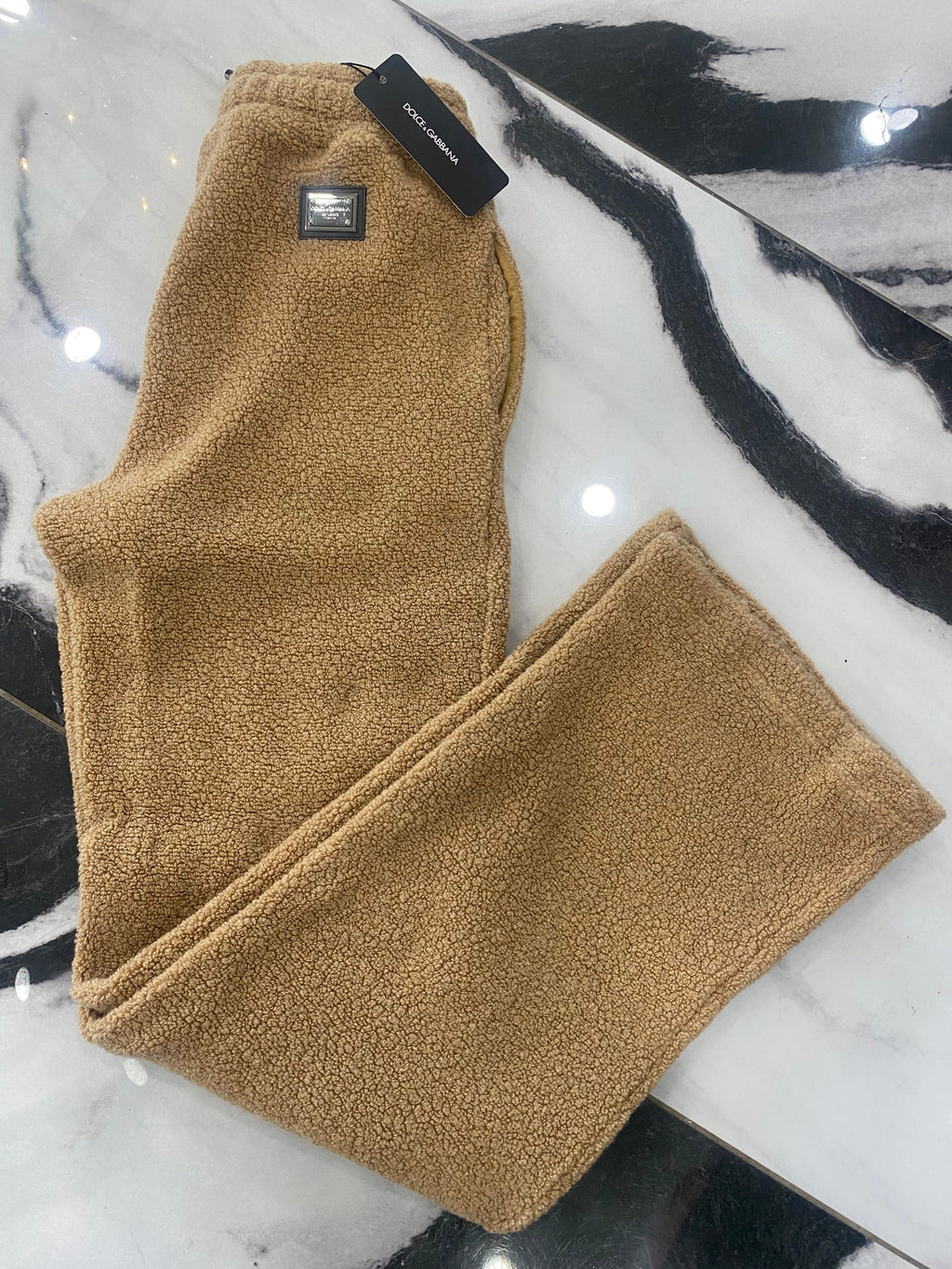 DOLCE & GABBANA LOGO PLAQUE TEDDY PANTS