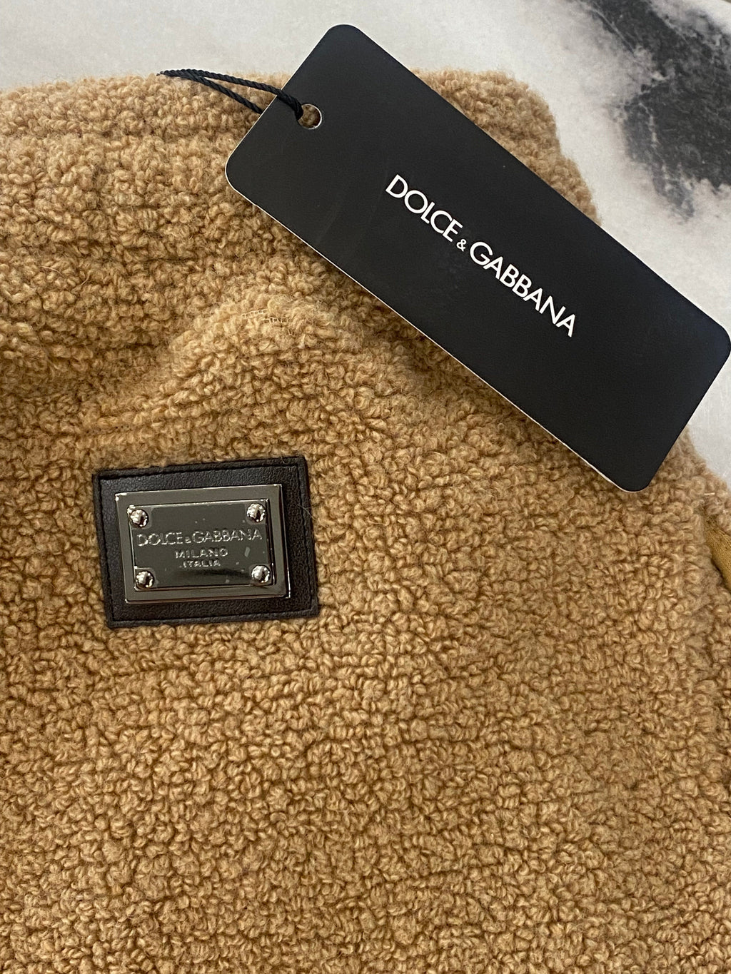 DOLCE & GABBANA LOGO PLAQUE TEDDY PANTS