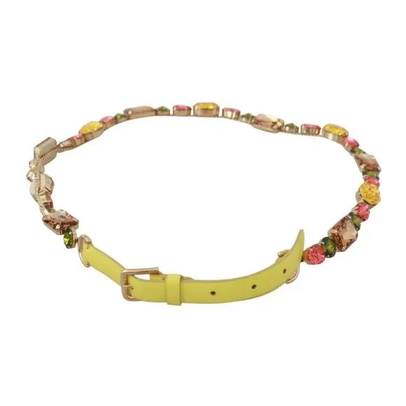 DOLCE & GABBANA YELLOW GOLD MULTICOLOR CRYSTALS WAIST BELT