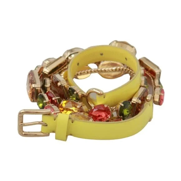 DOLCE & GABBANA YELLOW GOLD MULTICOLOR CRYSTALS WAIST BELT