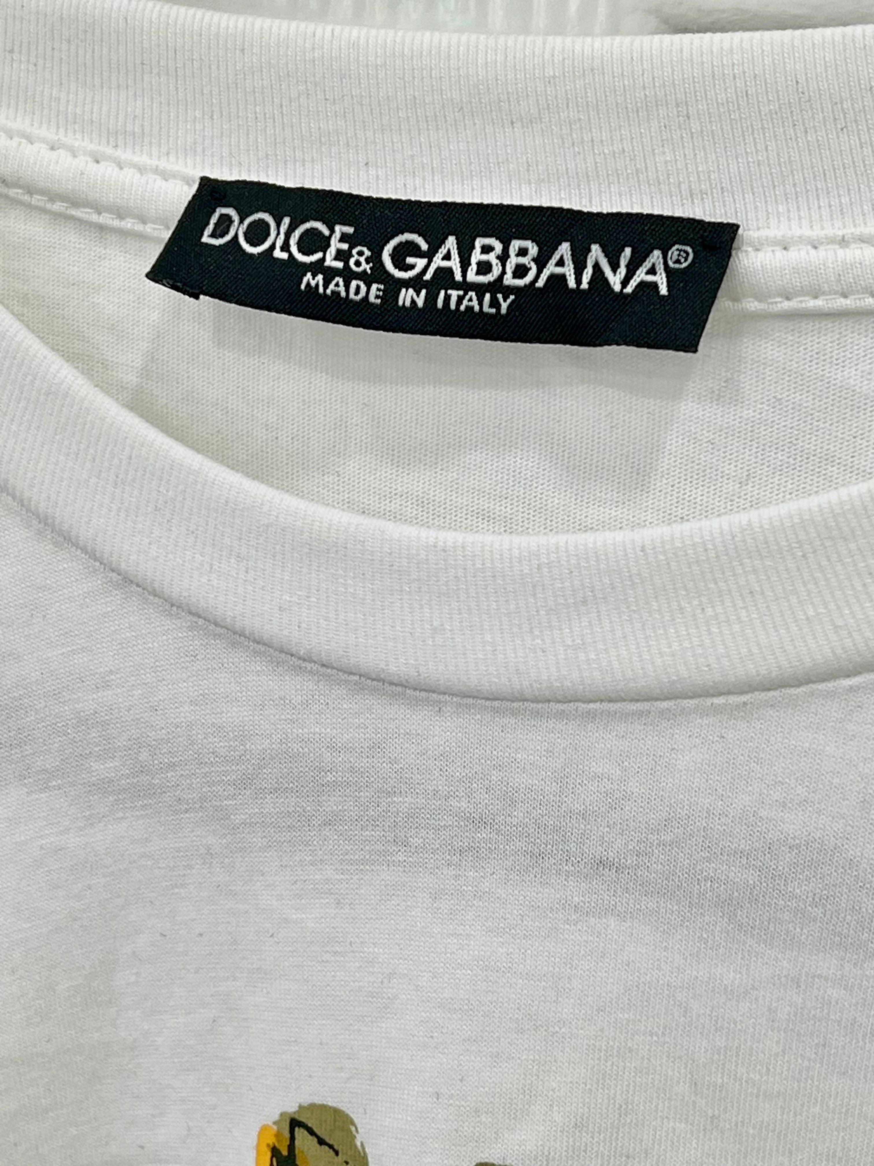 DOLCE &amp; GABBANA HEART CREST PRINT T-SHIRT