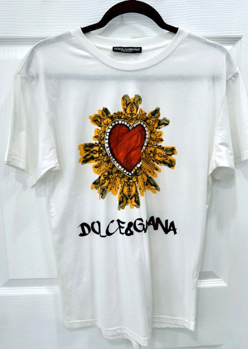 DOLCE &amp; GABBANA HEART CREST PRINT T-SHIRT