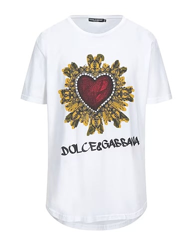 DOLCE &amp; GABBANA HEART CREST PRINT T-SHIRT