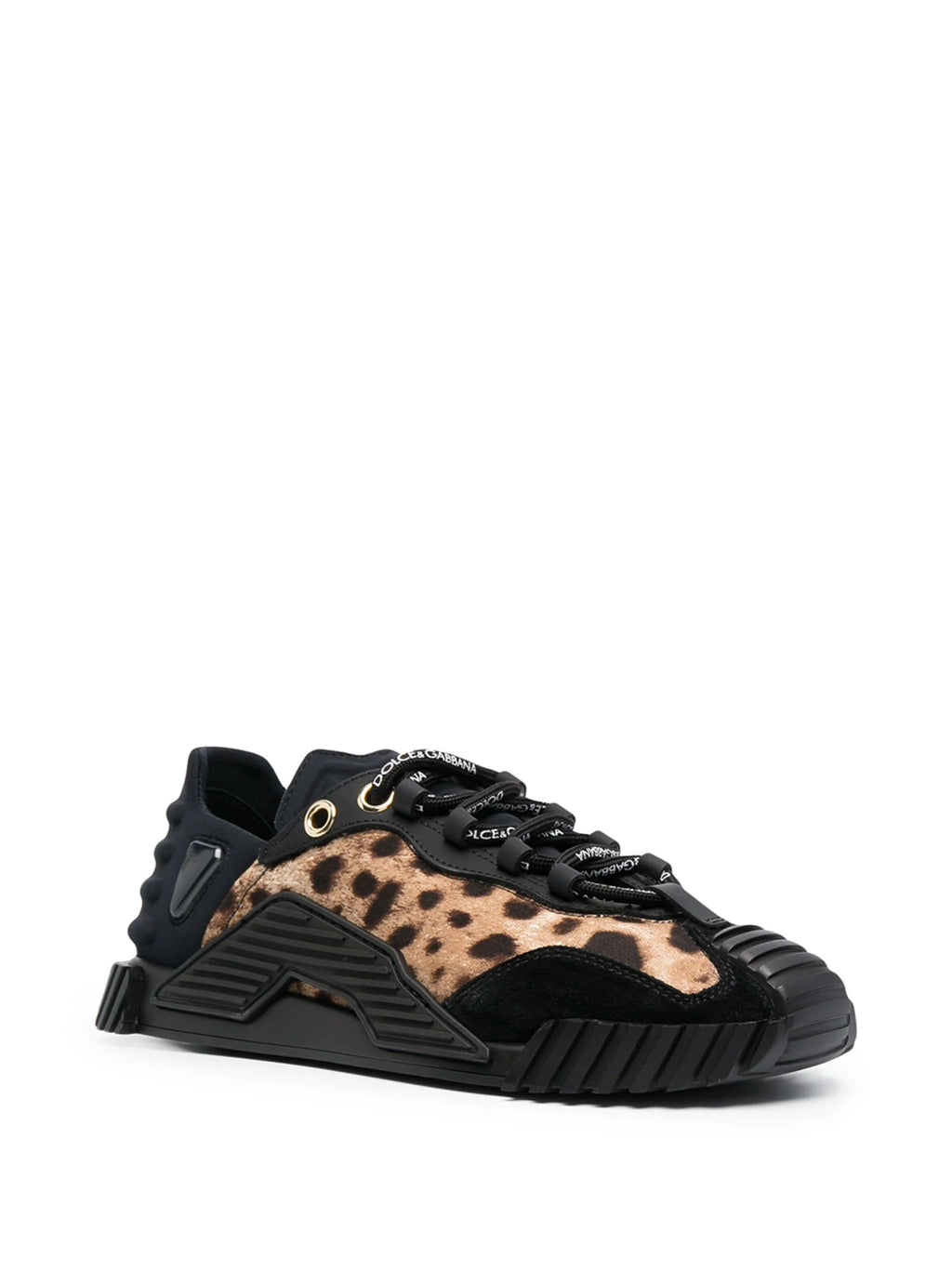 DOLCE & GABBANA BLACK LEOPARD NS1 LOW-TOP SNEAKERS