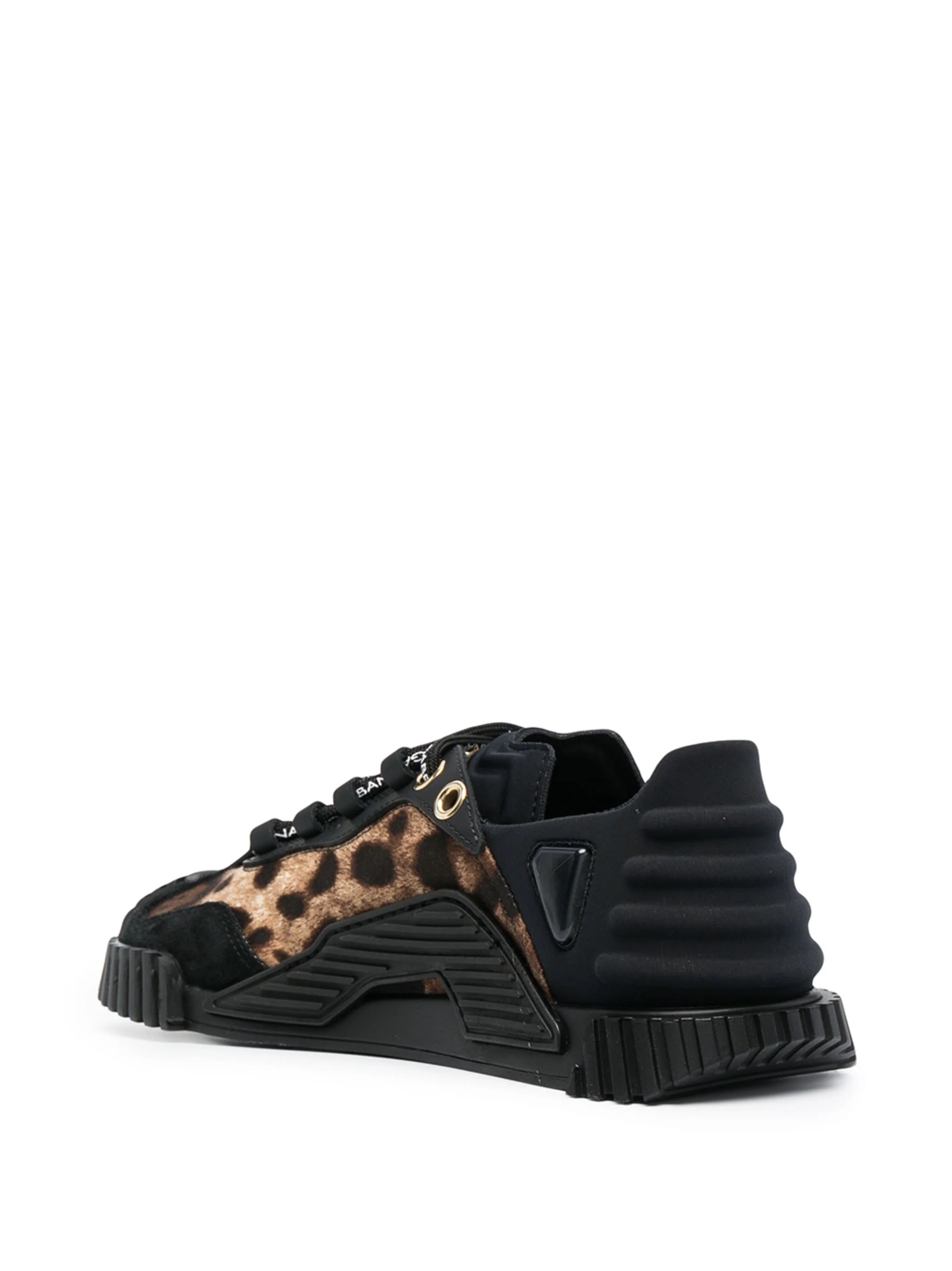 DOLCE & GABBANA BLACK LEOPARD NS1 LOW-TOP SNEAKERS