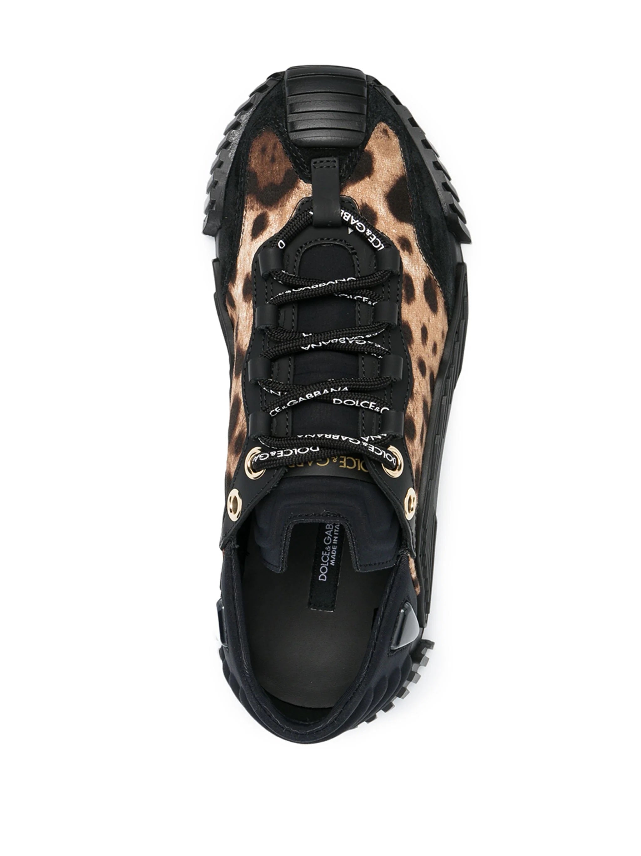 DOLCE & GABBANA BLACK LEOPARD NS1 LOW-TOP SNEAKERS