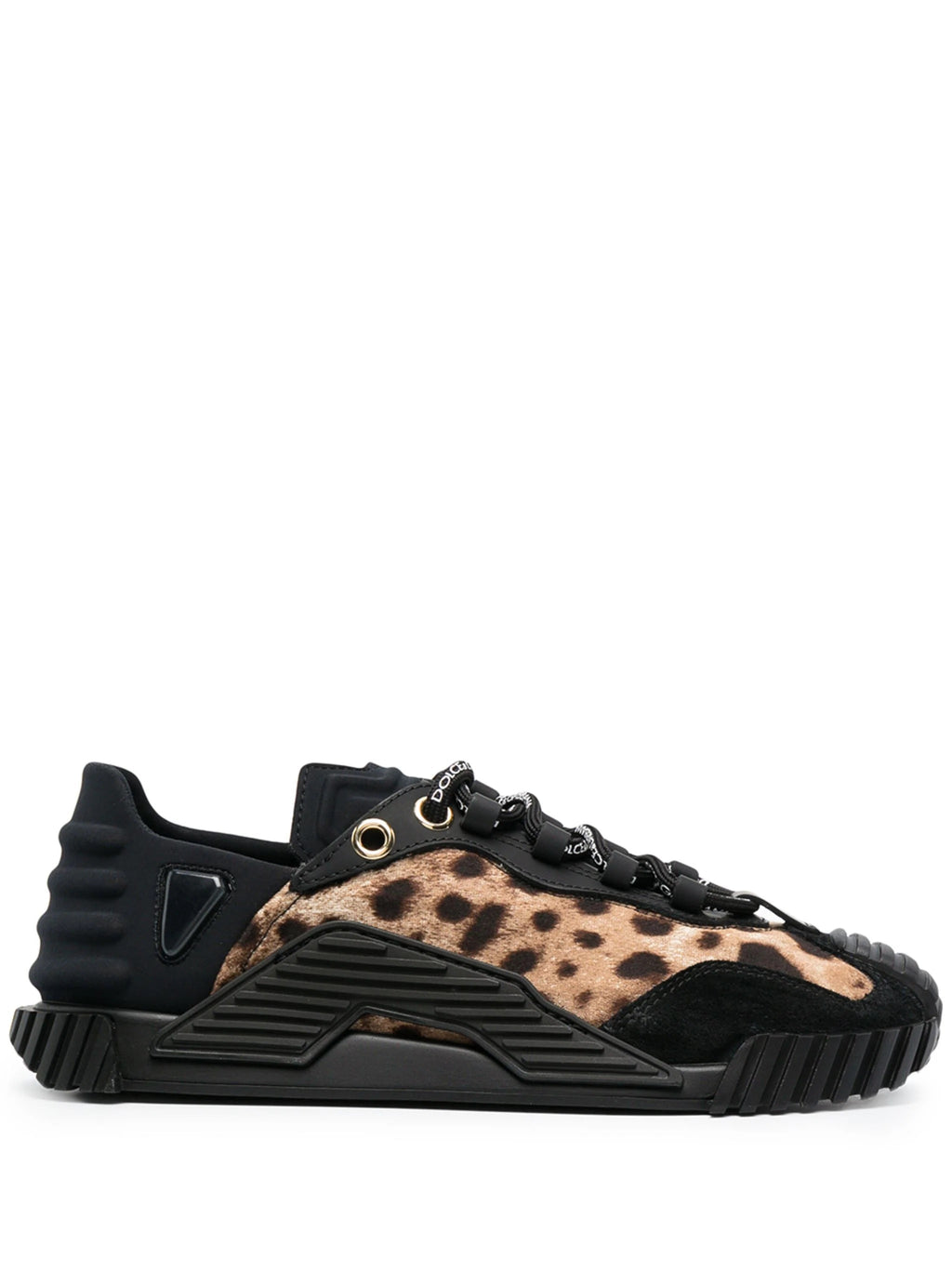 DOLCE & GABBANA BLACK LEOPARD NS1 LOW-TOP SNEAKERS