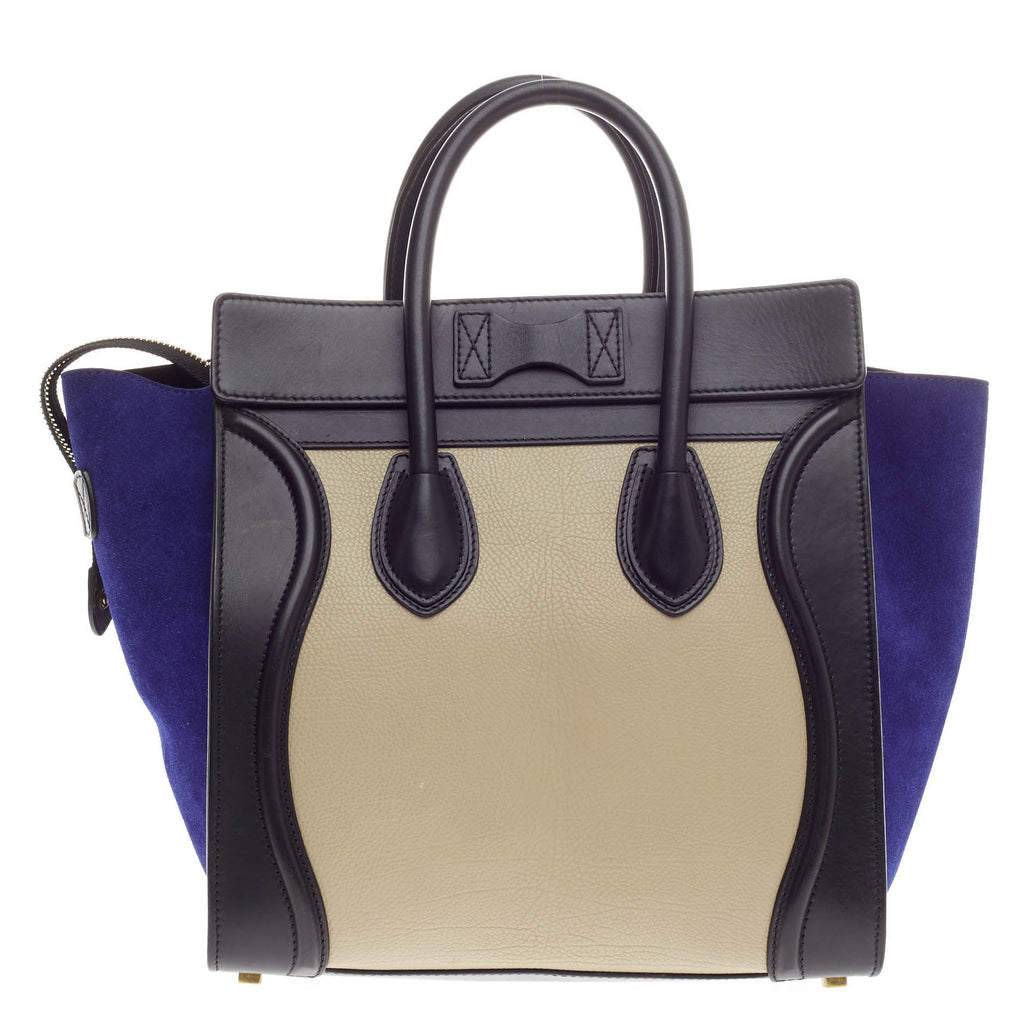 Tricolor Luggage Handbag Leather Mini