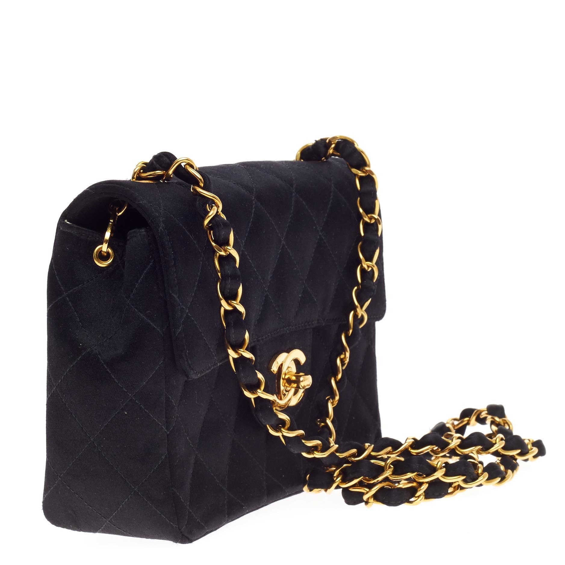 Vintage Classic Single Flap Bag Quilted Satin Mini