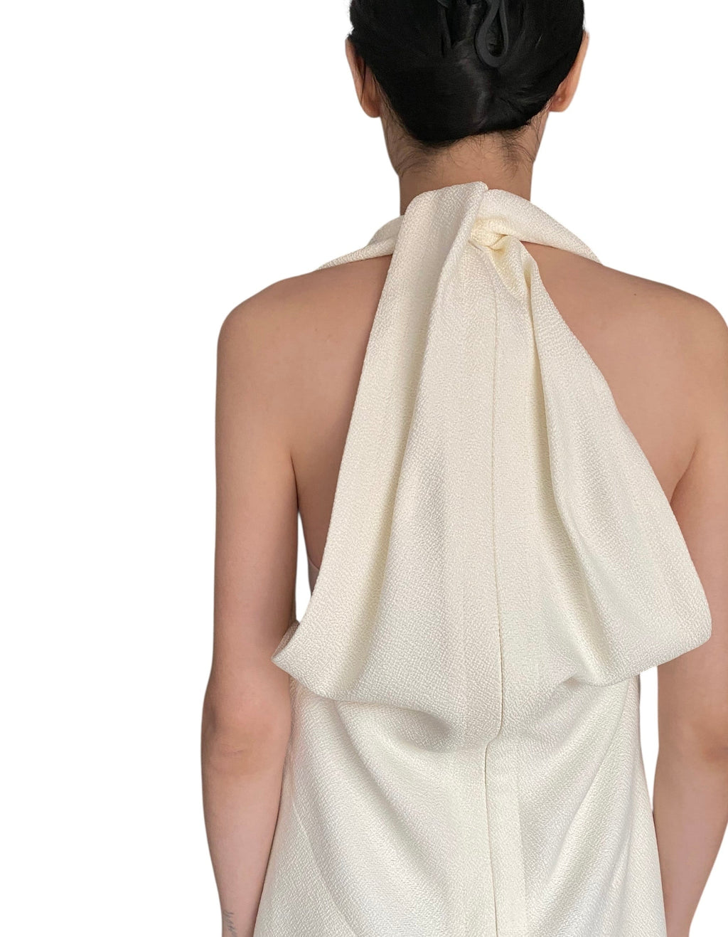 Proenza Schouler Ivory Boucle Crepe Fringe Gown - US 8