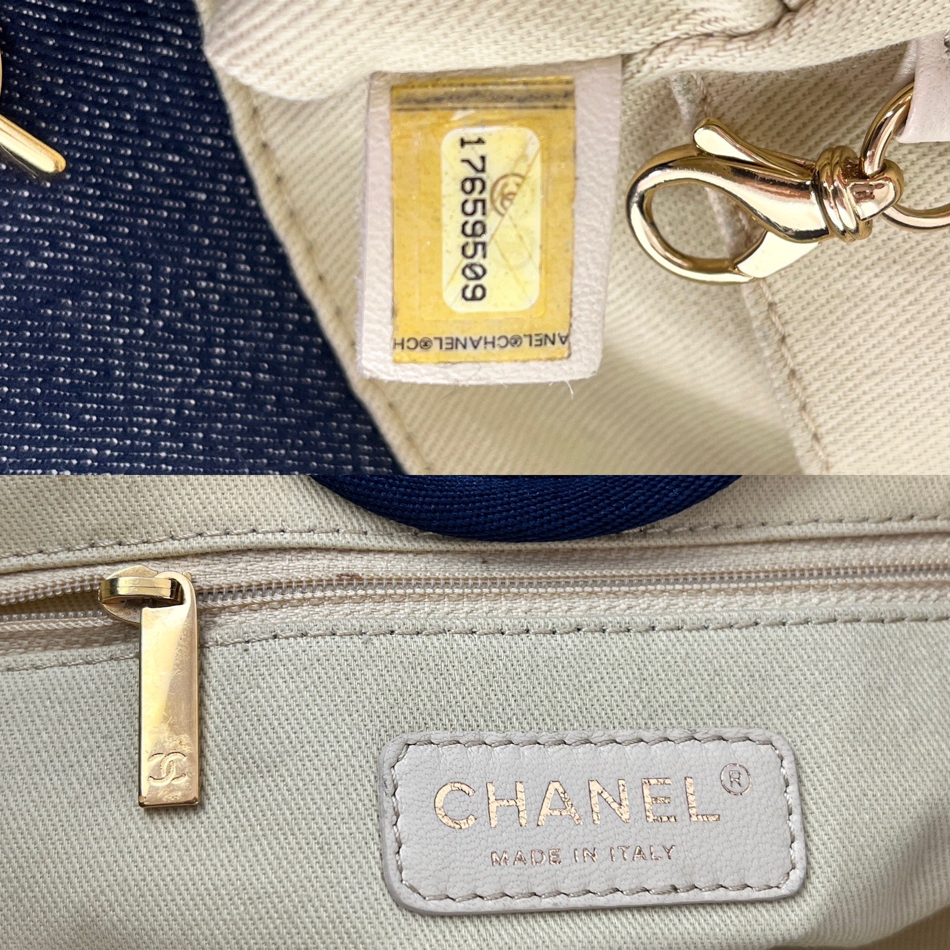 CHANEL Deauville Medium Denim Navy Shopping Tote Bag
