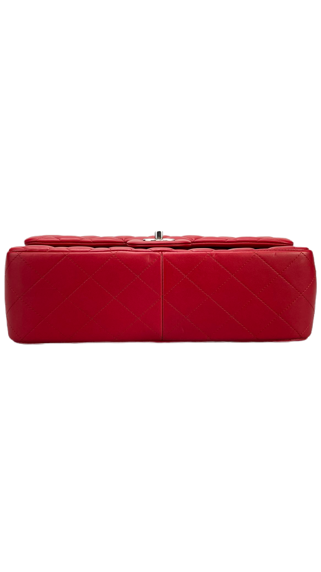 Chanel Red Timeless Classic jumbo Bag in Lambskin silber Hardware