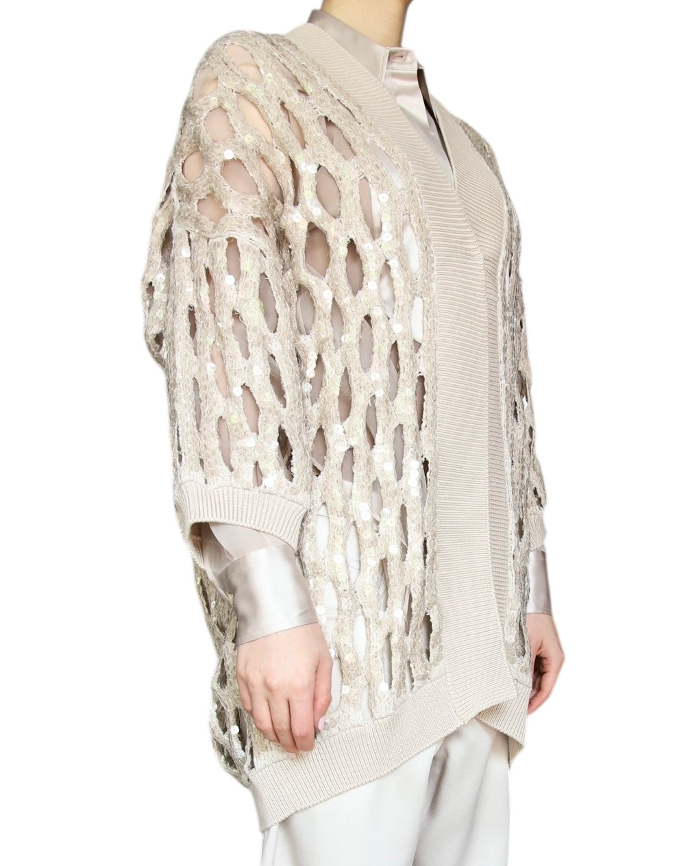 Brunello Cucinelli Knit Sequin Cutout igan - IT 44 / US 8