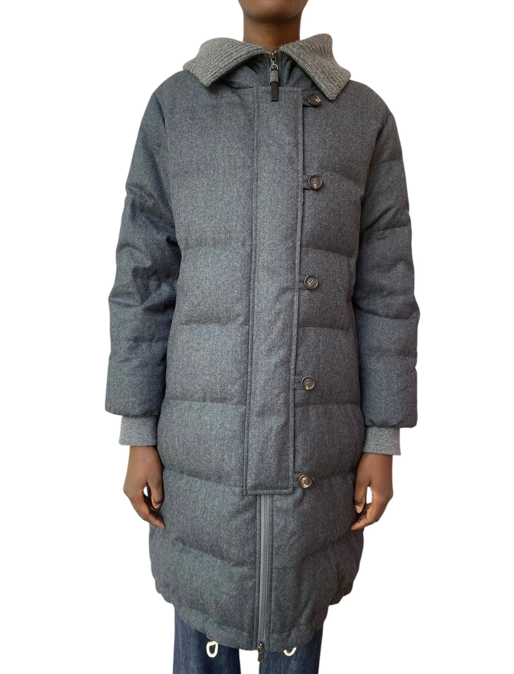 Brunello Cucinelli Grey Long Wool Down Parka - 40 / US 4-6