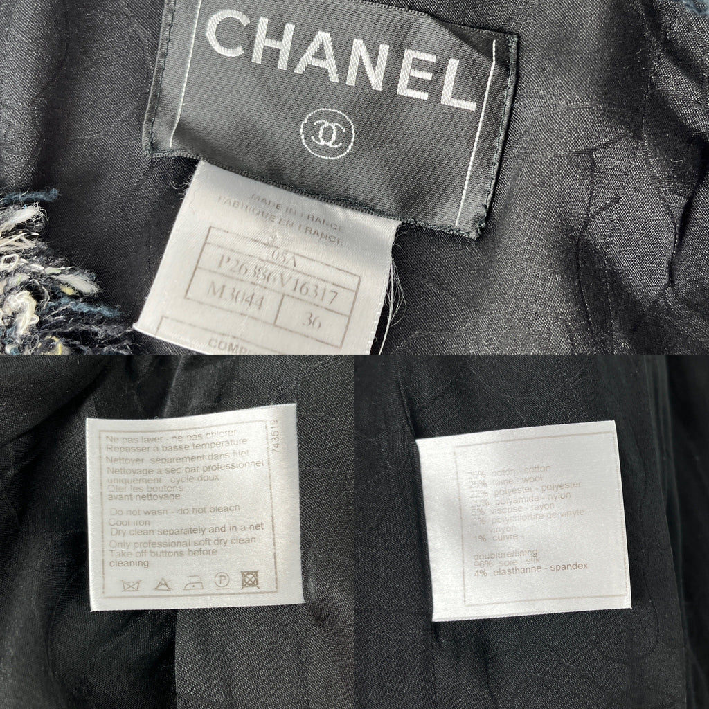 CHANEL Tweed 05A Black White Jacket igan 36 4