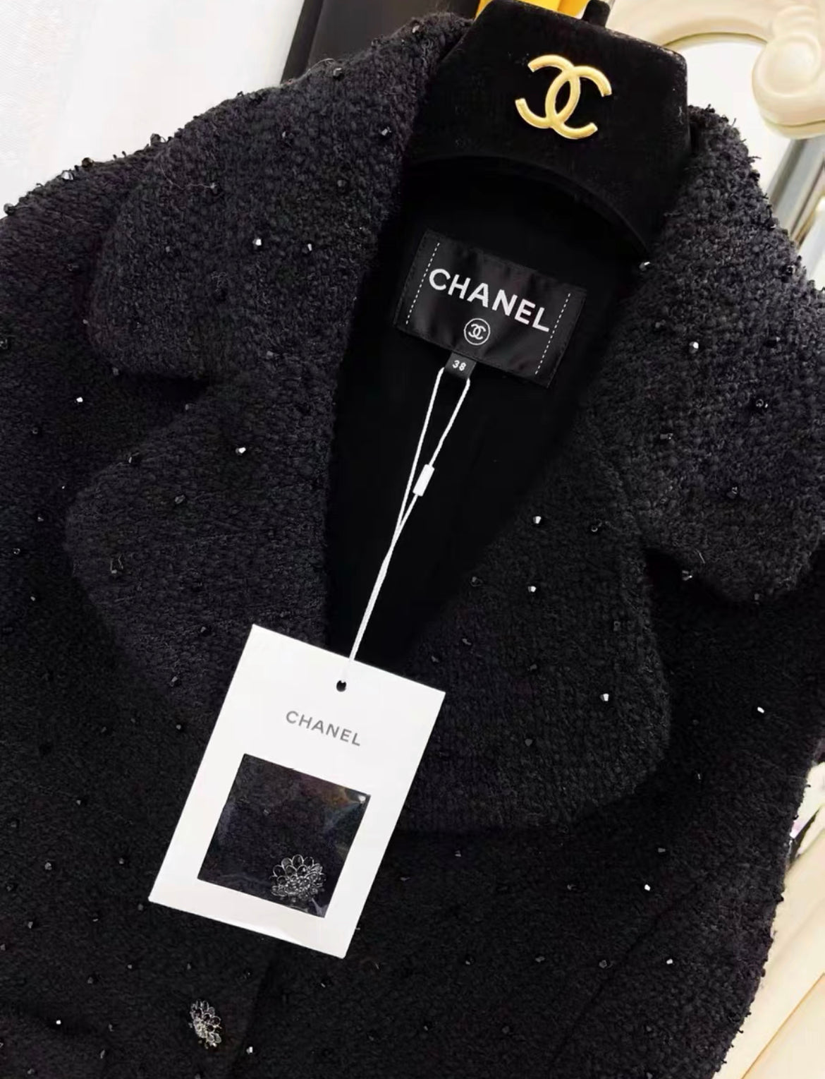 Chanel 23k black tweed vest size 38