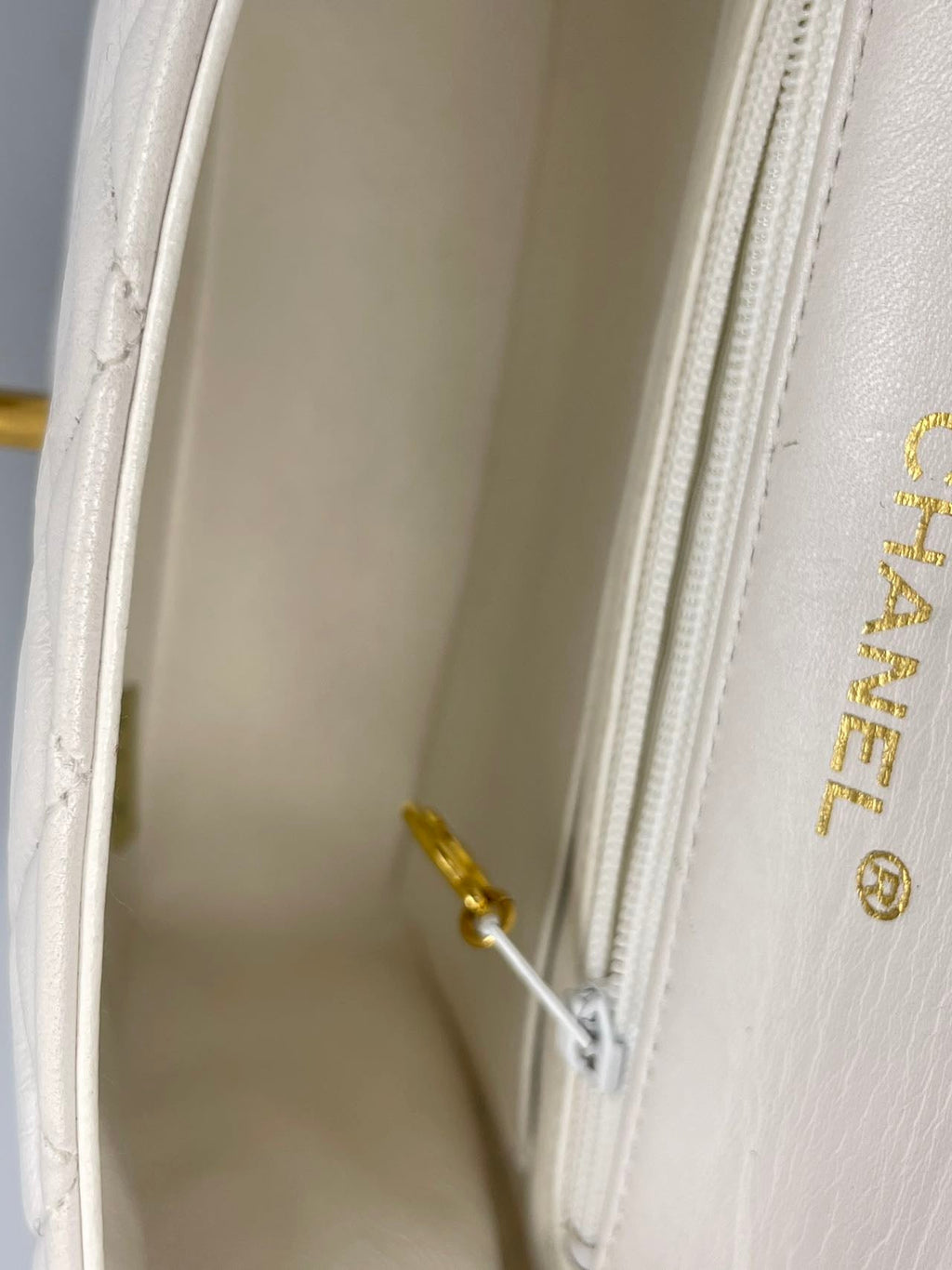 Chanel Vintage White Timeless Flap Bag Mini Square Gold Hardware