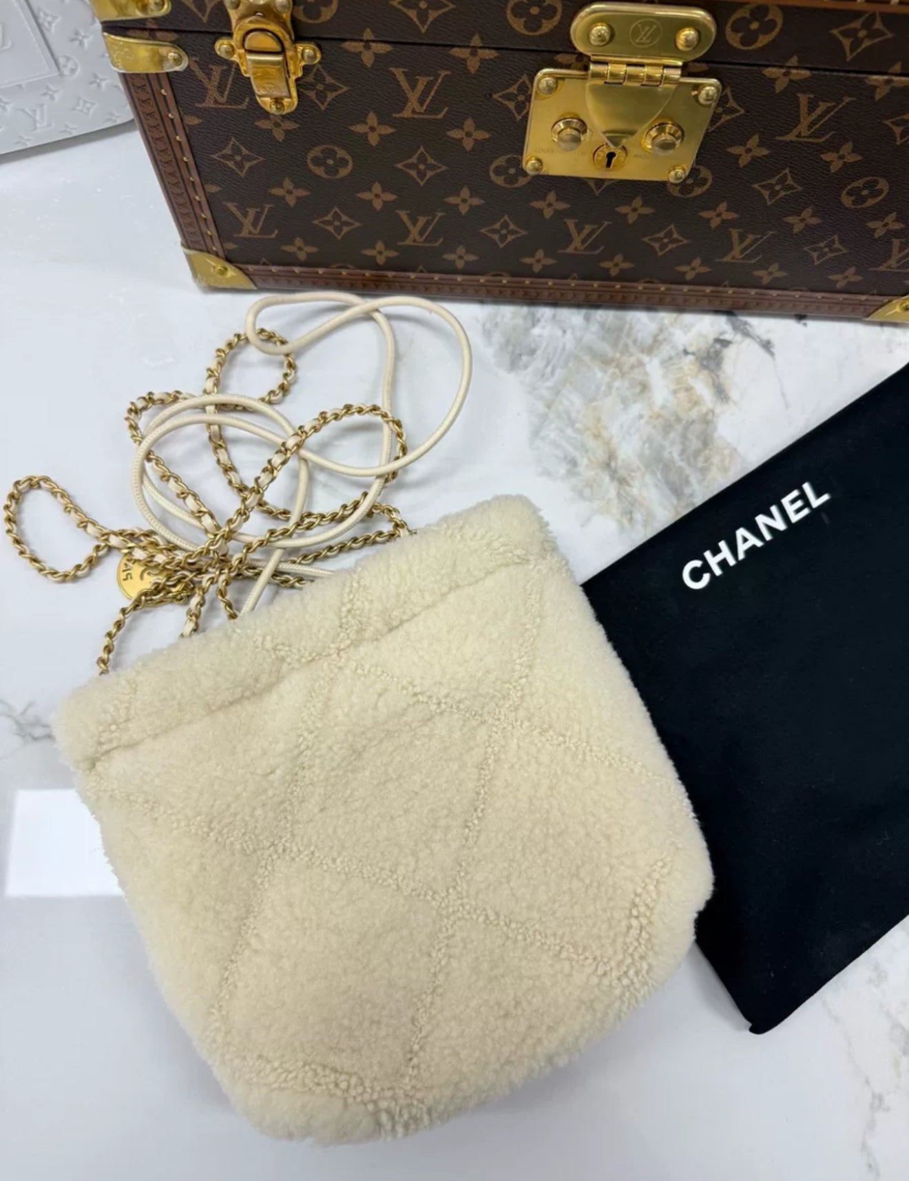 Chanel 22 bag mini teddy with gold hardware