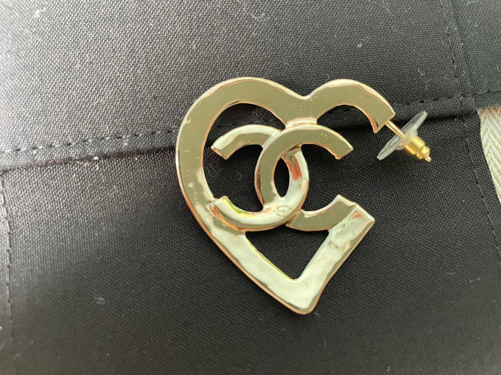 Chanel Heart Hoop Earrings