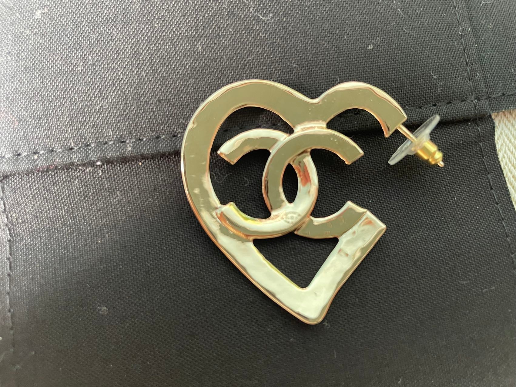 Chanel Heart Hoop Earrings
