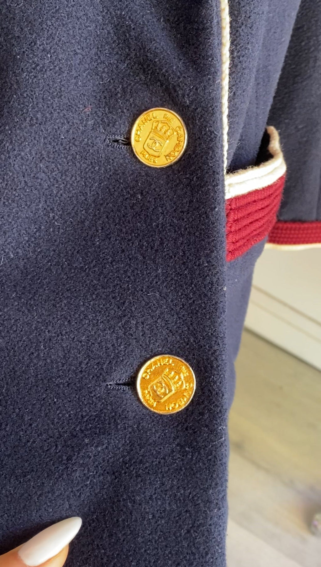 Chanel Vintage Navy Coin Button Double Breasted Jacket - 38 / US 6