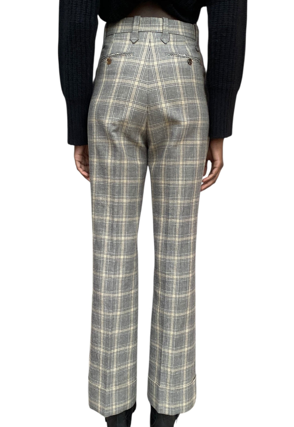 Gucci Beige & Grey Check Trousers - 38 / US 4