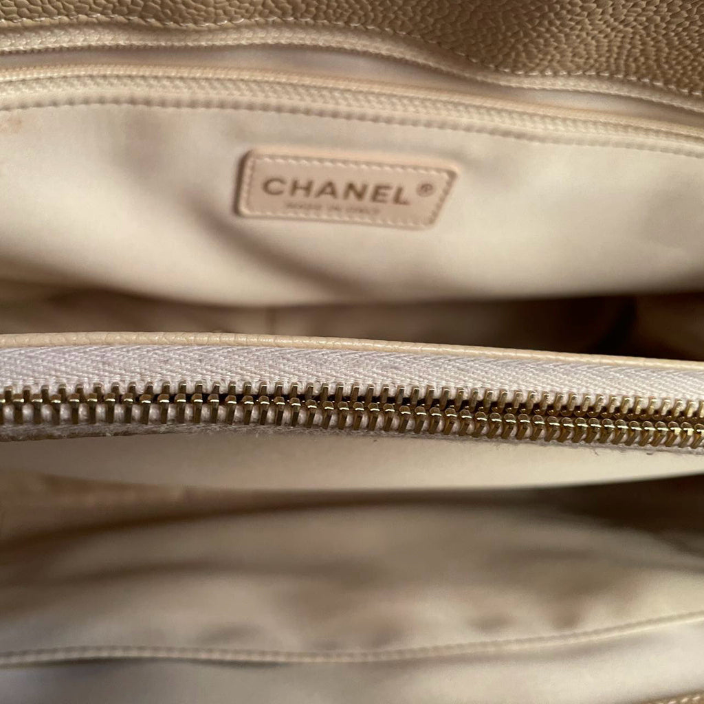 Chanel Beige Grand Shopping Tote Beige GST Bag in Caviar Leather with Gold Hardware