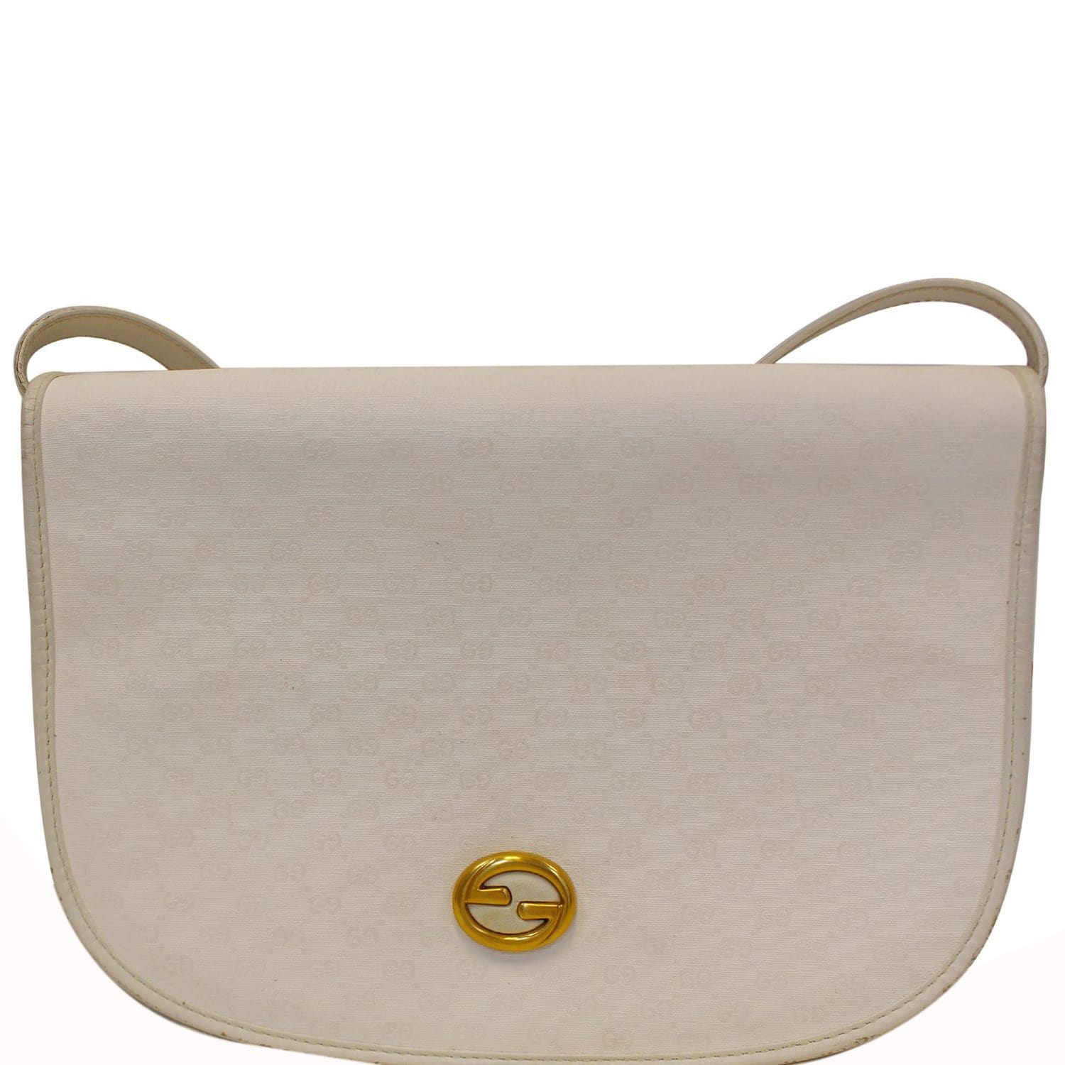 GUCCI Supreme White Flap Crossbody Bag Vintage