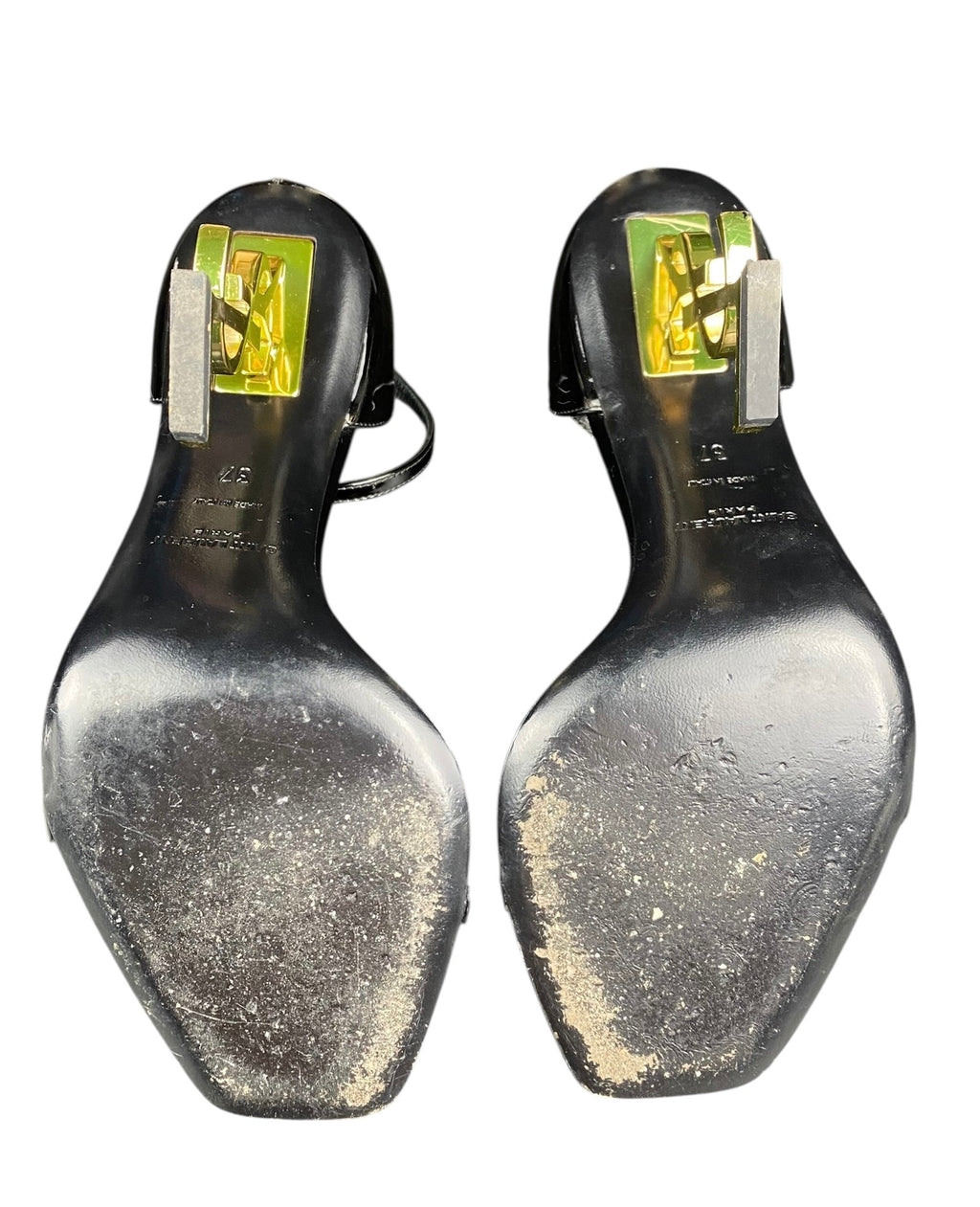 Saint Laurent Black Patent Opyum Sandals - 37