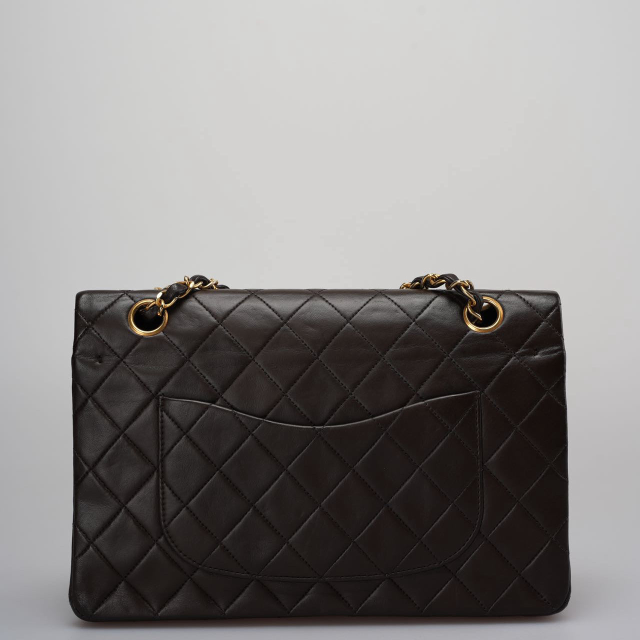 Chanel Vintage Classic Flap Bag in Chocolate Brown With 24k Gold Hardware Medium Size