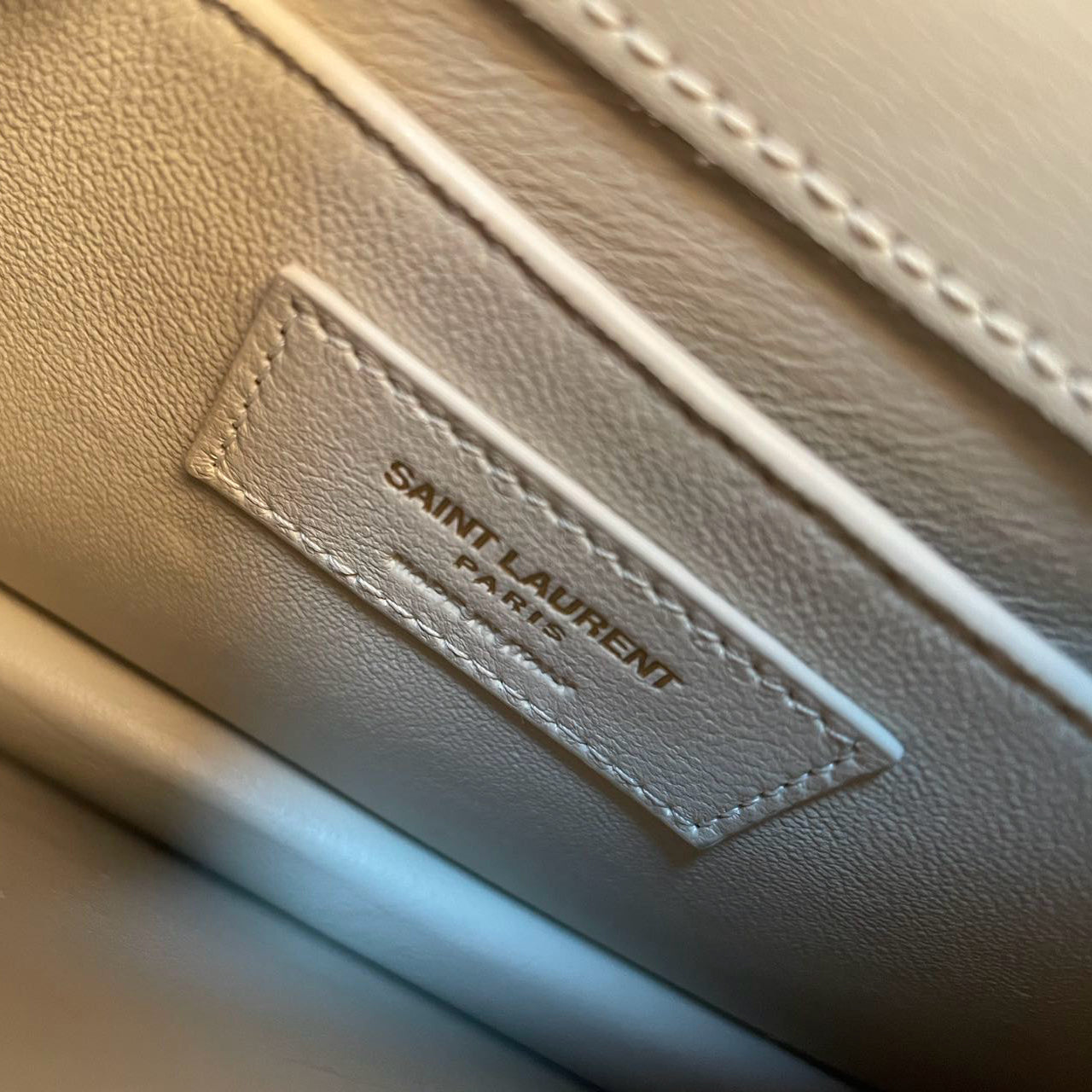 Saint Laurent Sunset Medium Bag in White Blanc  Calfskin with Gold Hardware
