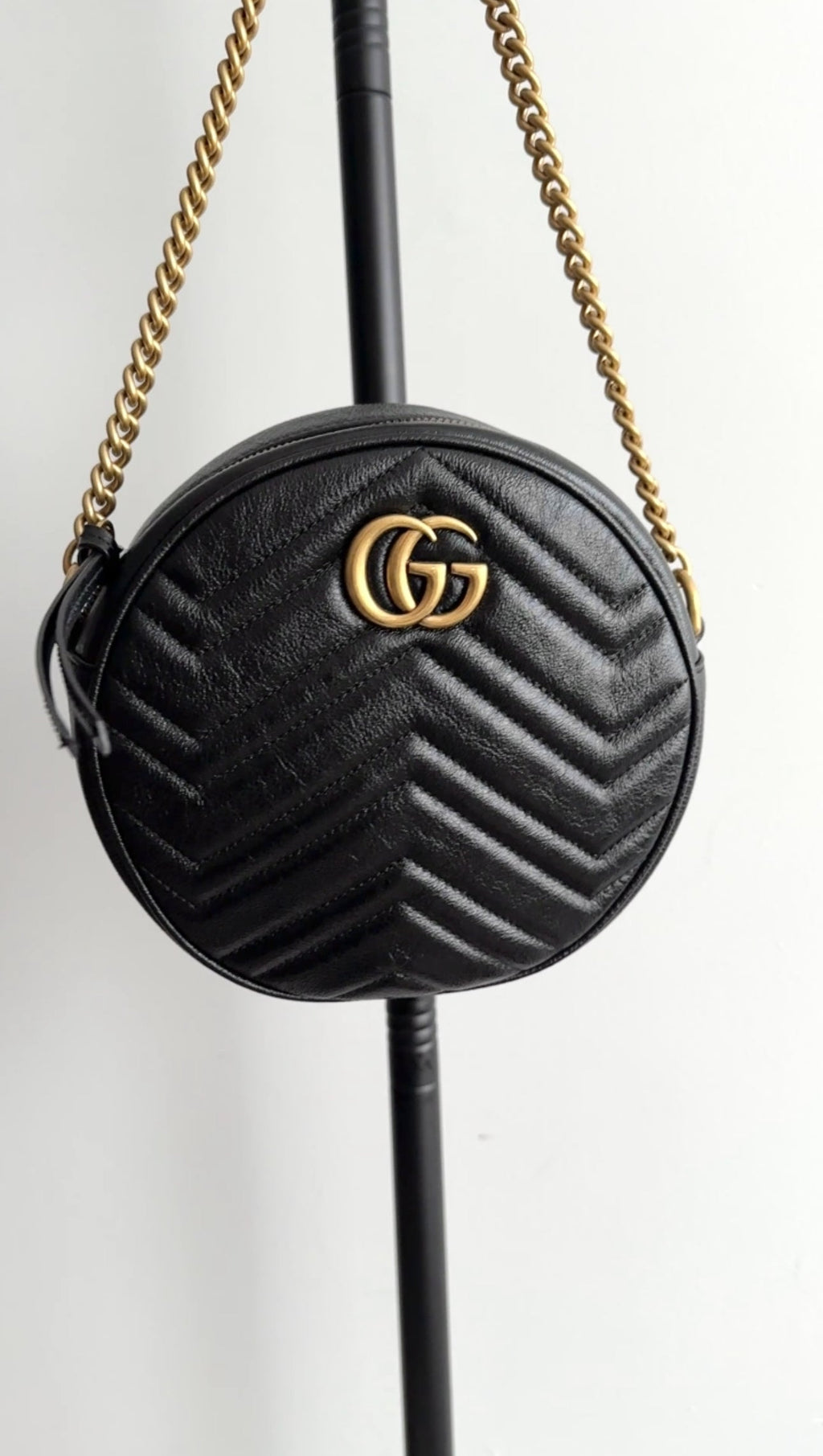 Gucci Black Quilted Leather Round Marmont Crossbody Bag