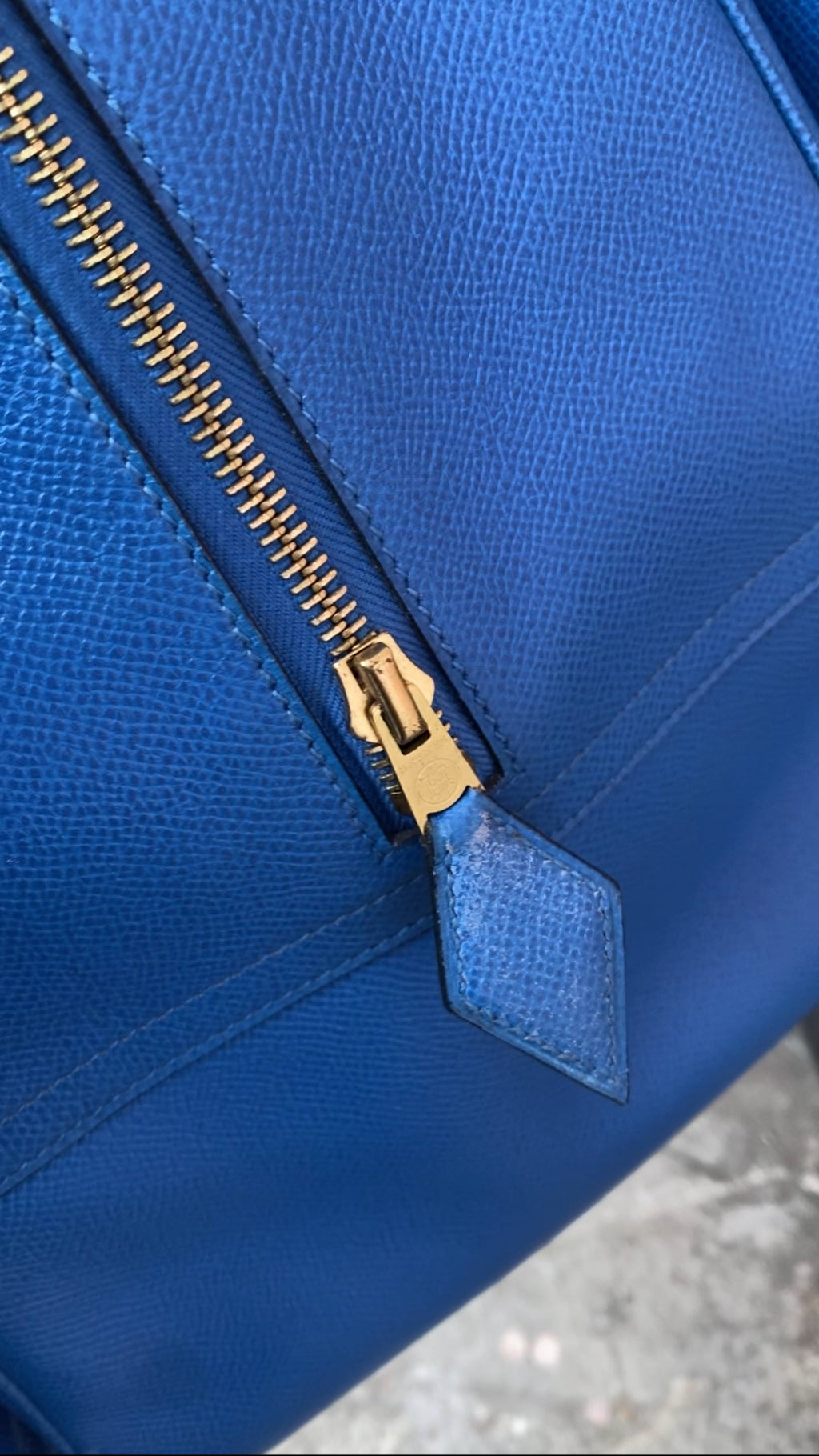 Hermes Vintage 1994 Gobi Blue Leather Hand Luggage Overnight Bag