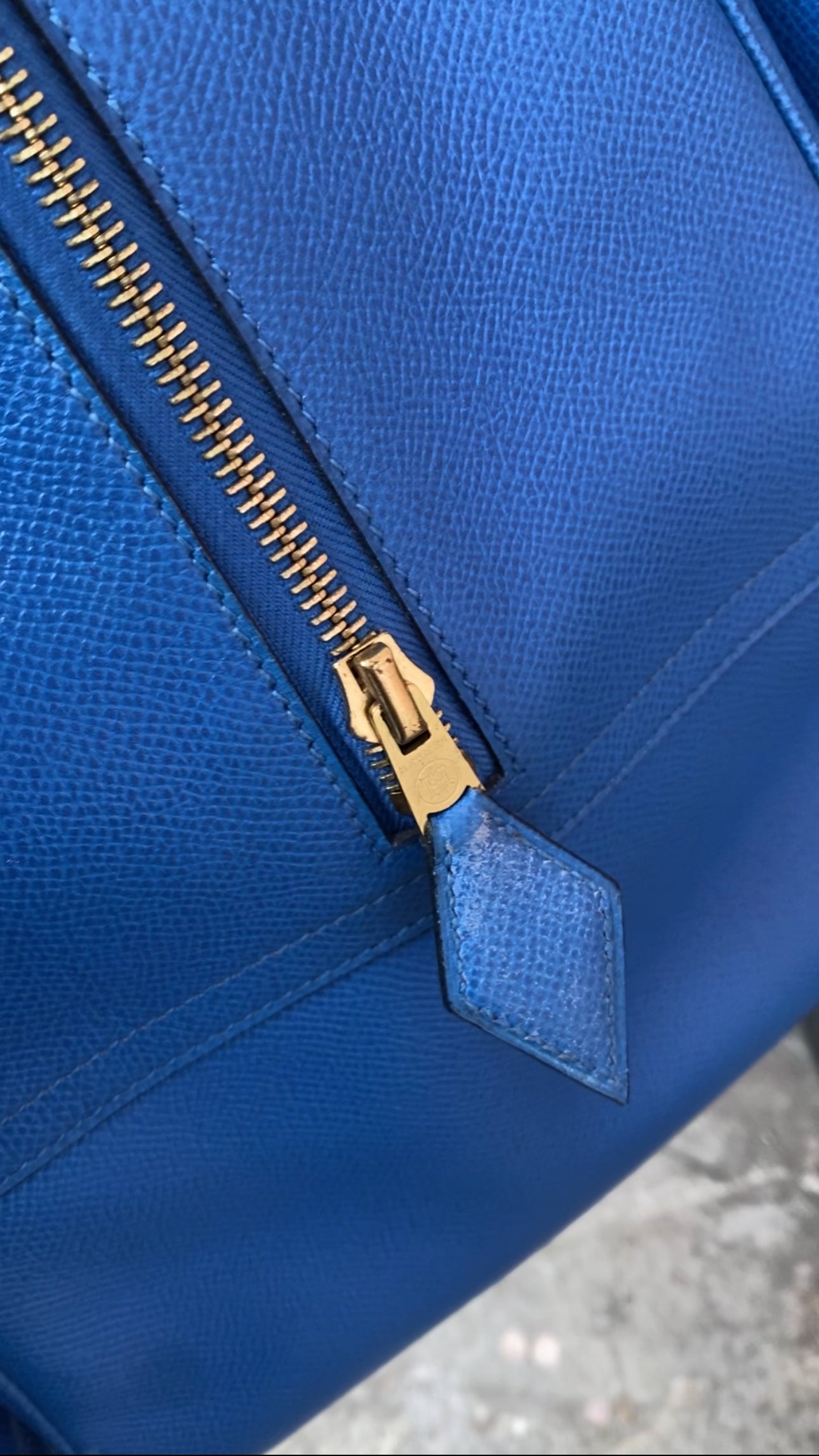 Hermes Vintage 1994 Gobi Blue Leather Hand Luggage Overnight Bag