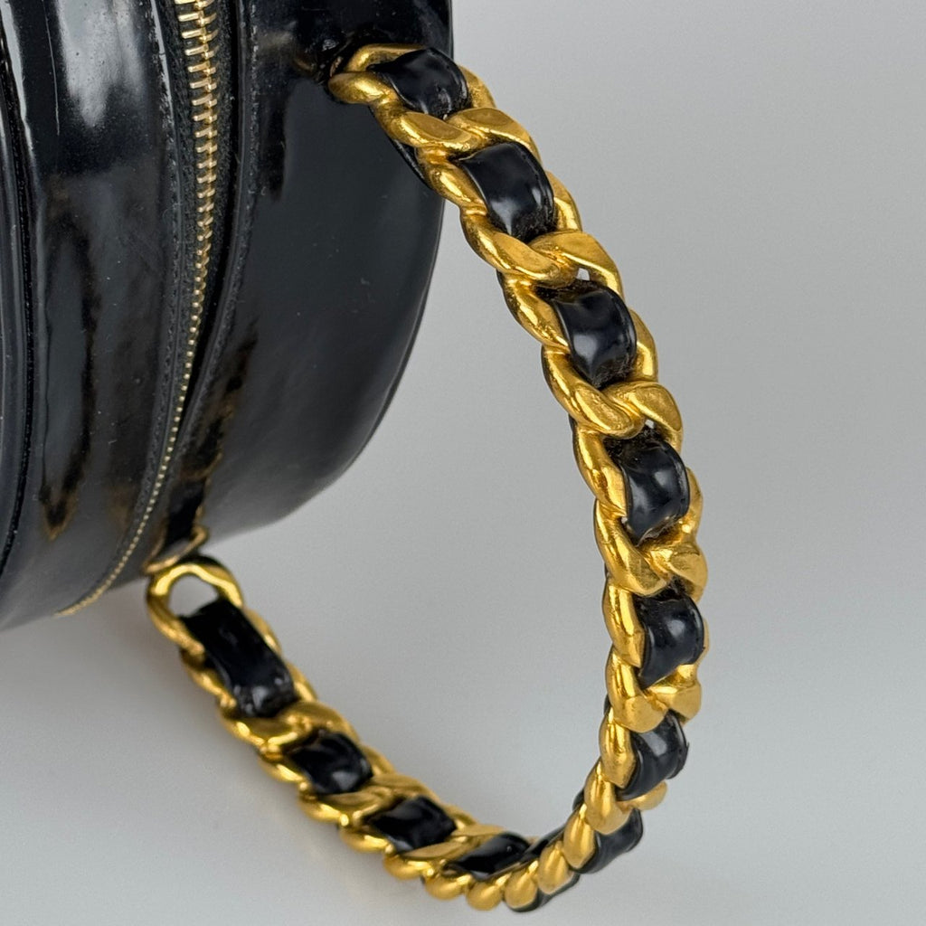 Chanel 1995 Black Round Vanity Case